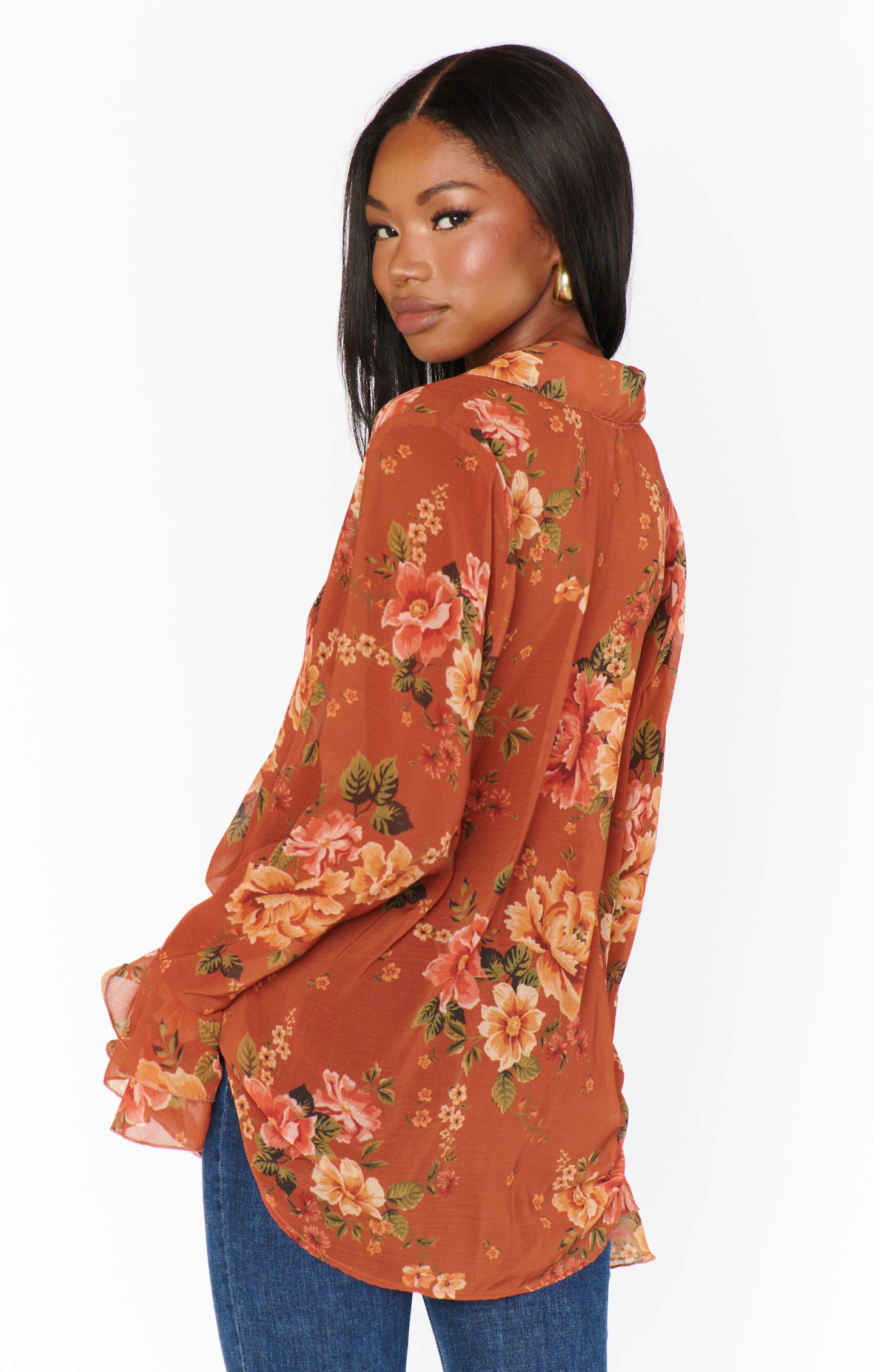 Carmela Floral Print Blouse - Relaxed Fit Garden Harvest Top