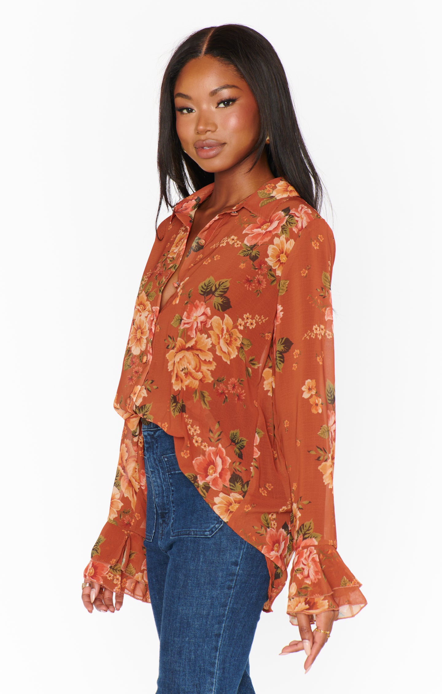 Carmela Floral Print Blouse - Relaxed Fit Garden Harvest Top