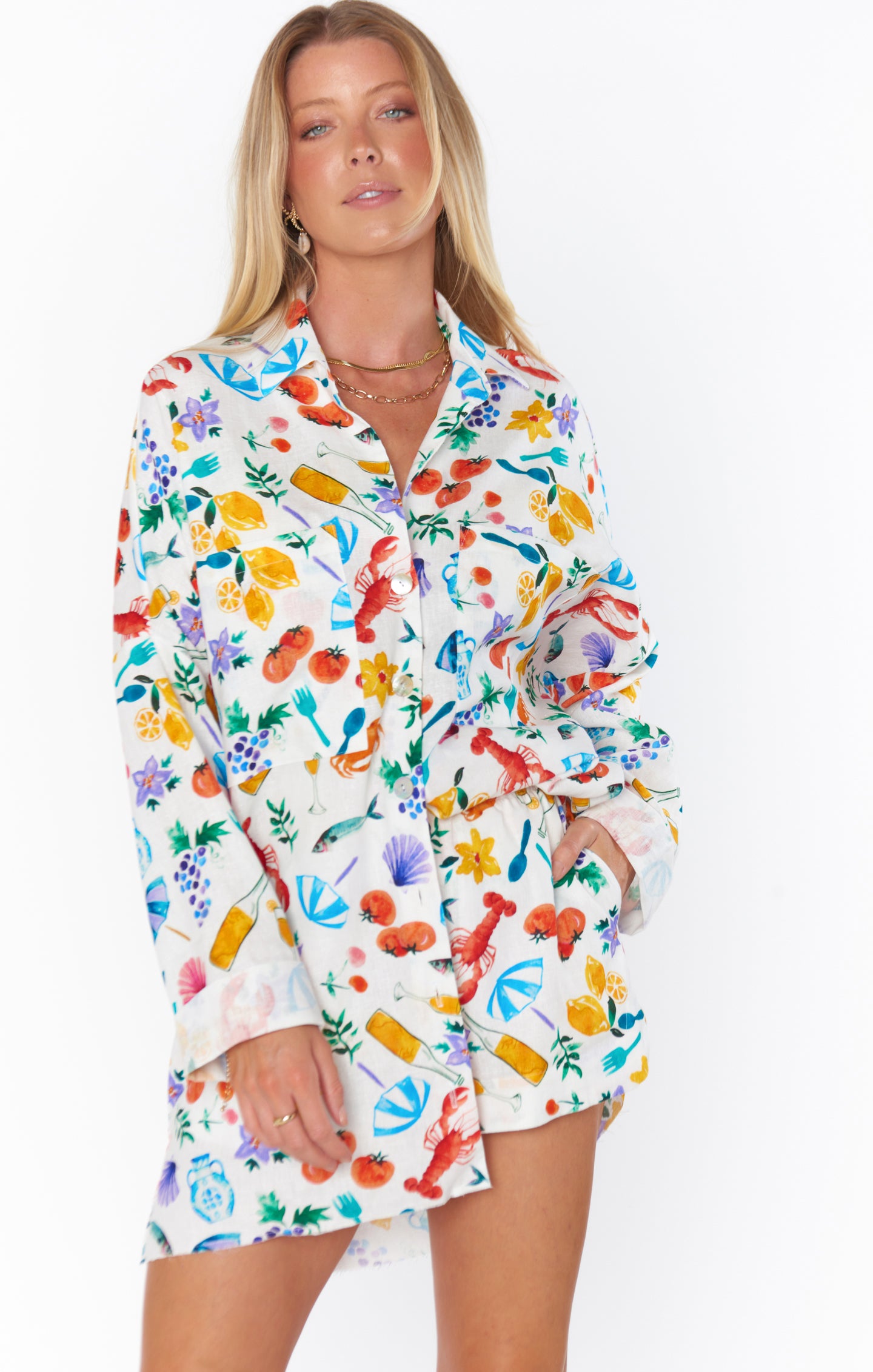 Johns Oversized Linen Shirt - Italian Picnic Button Down