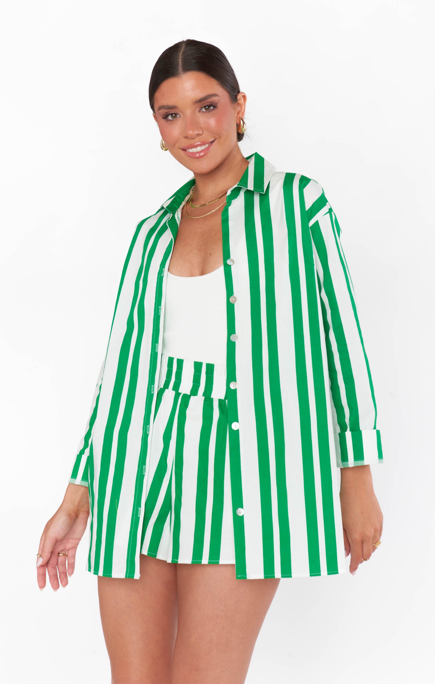 Berman Striped Button Down Shirt for Women - Lightweight Poplin