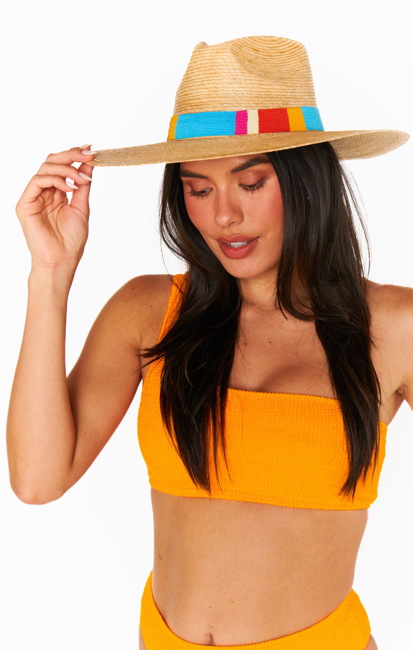 Handwoven Rainbow Palm Hat by Sunshine Tienda Sandra - Guatemalan Artisan Made