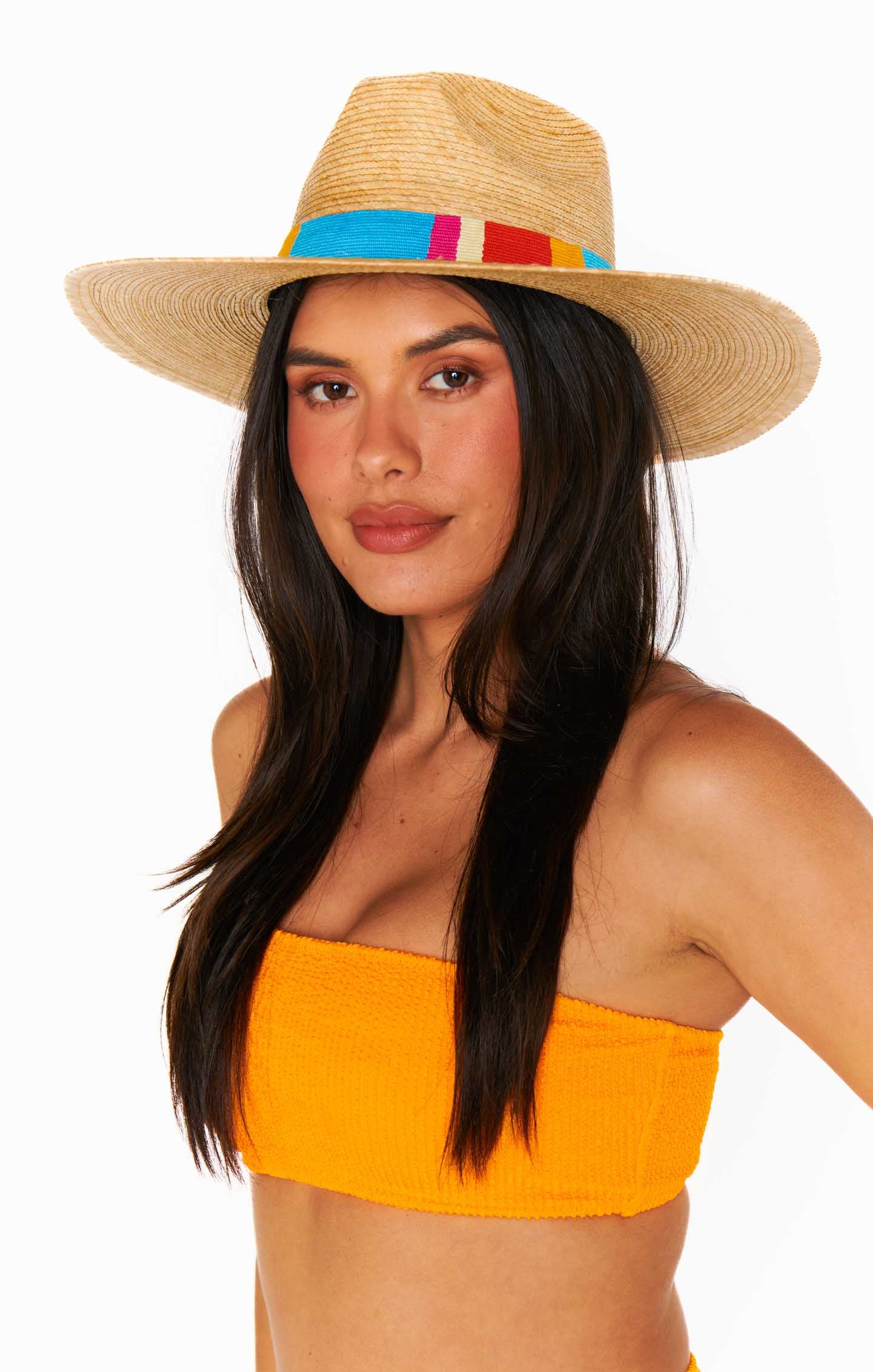 Handwoven Rainbow Palm Hat by Sunshine Tienda Sandra - Guatemalan Artisan Made