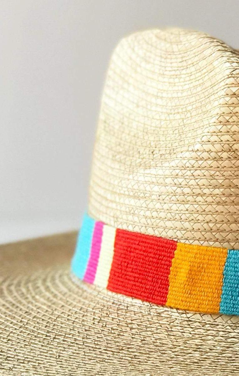 Handwoven Rainbow Palm Hat by Sunshine Tienda Sandra - Guatemalan Artisan Made