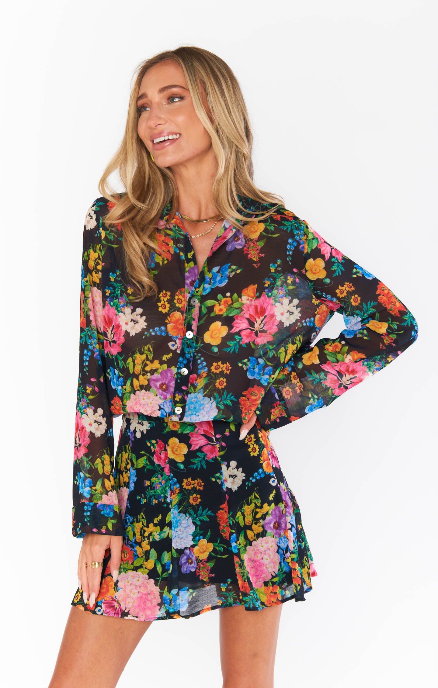 Smith Midnight Botanical Floral Button Down Shirt for Women