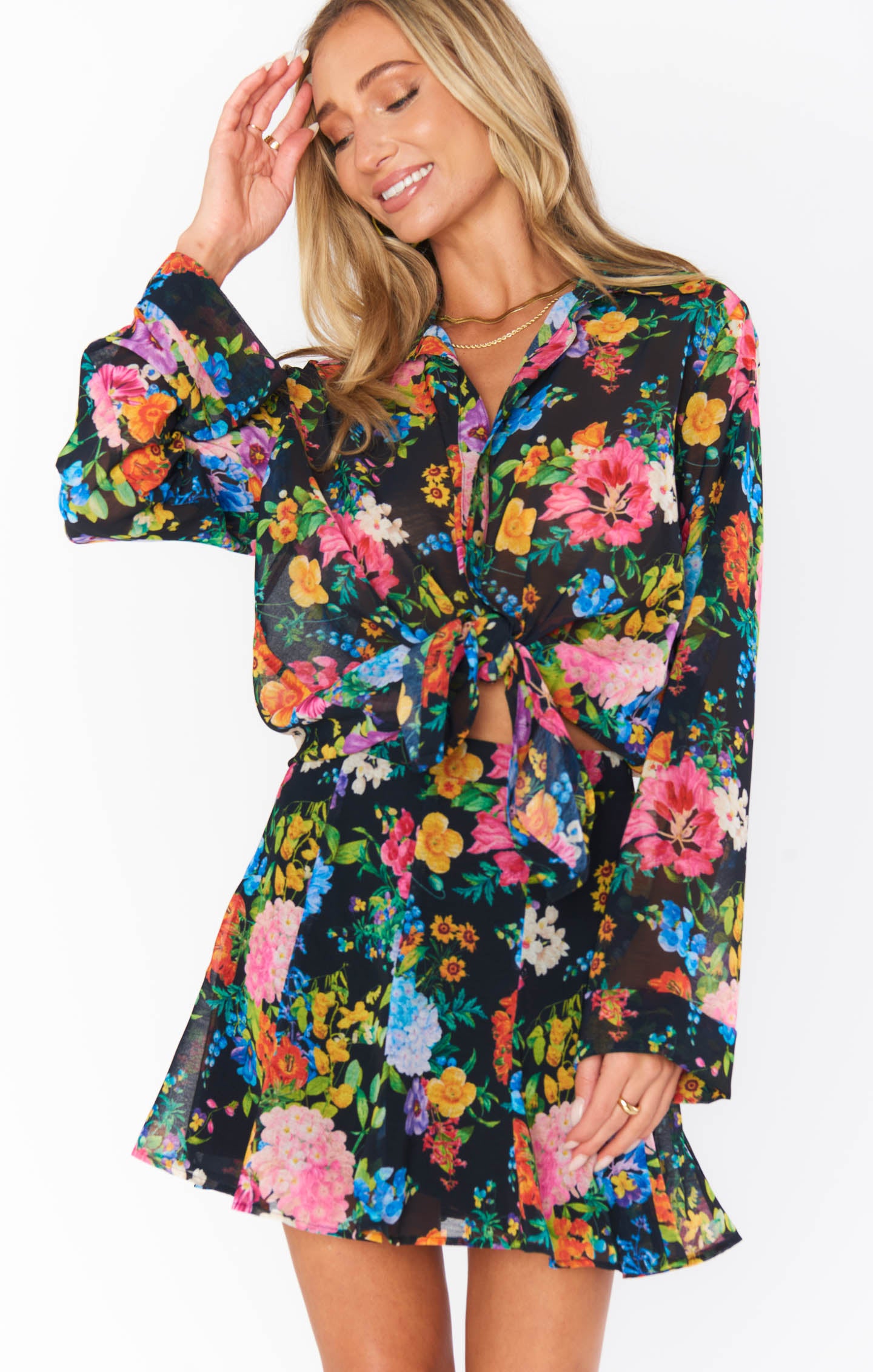 Smith Midnight Botanical Floral Button Down Shirt for Women