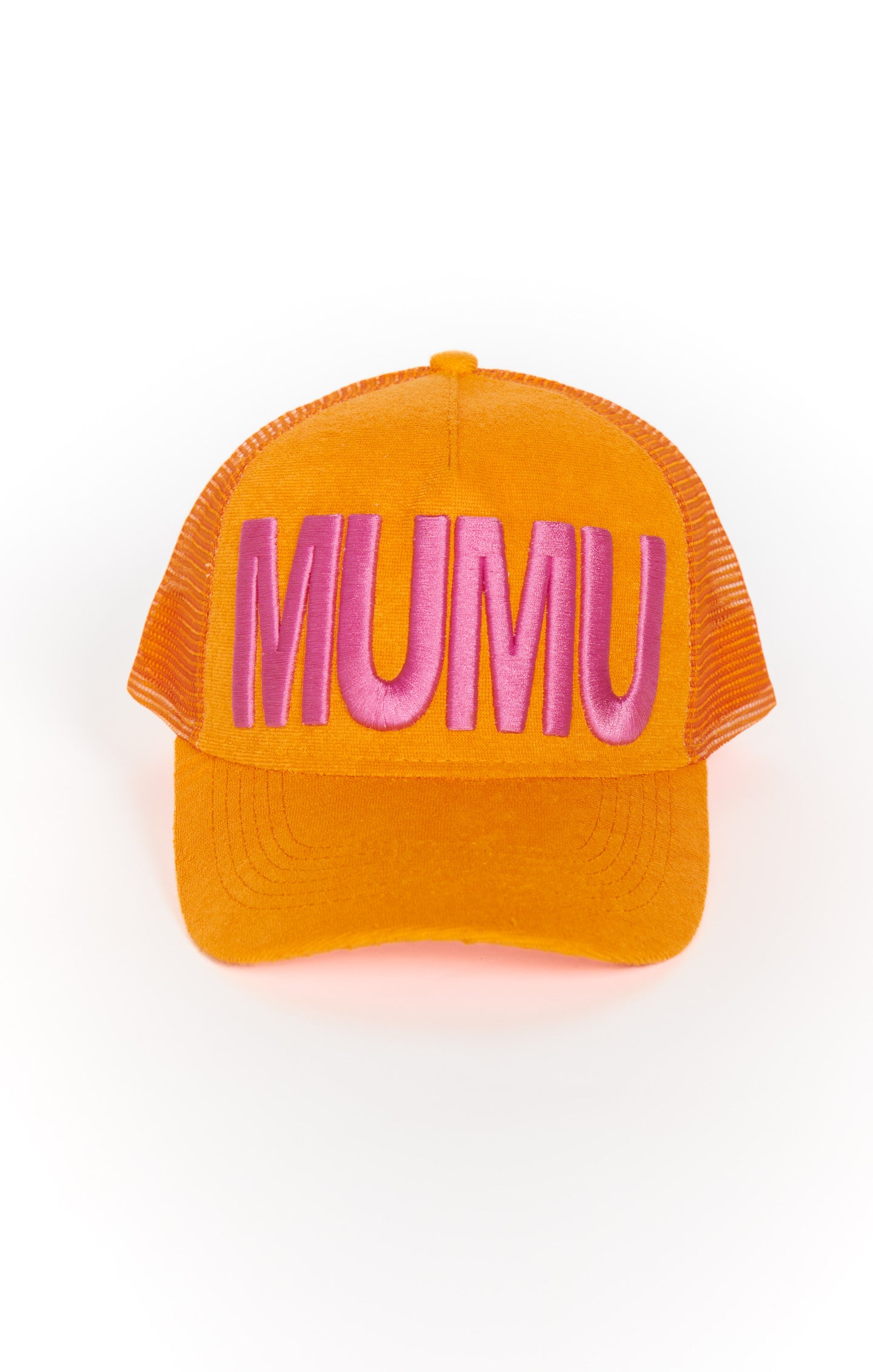 MUMU Terry Trucker Hat in Tangerine - Stylish Unisex Cap