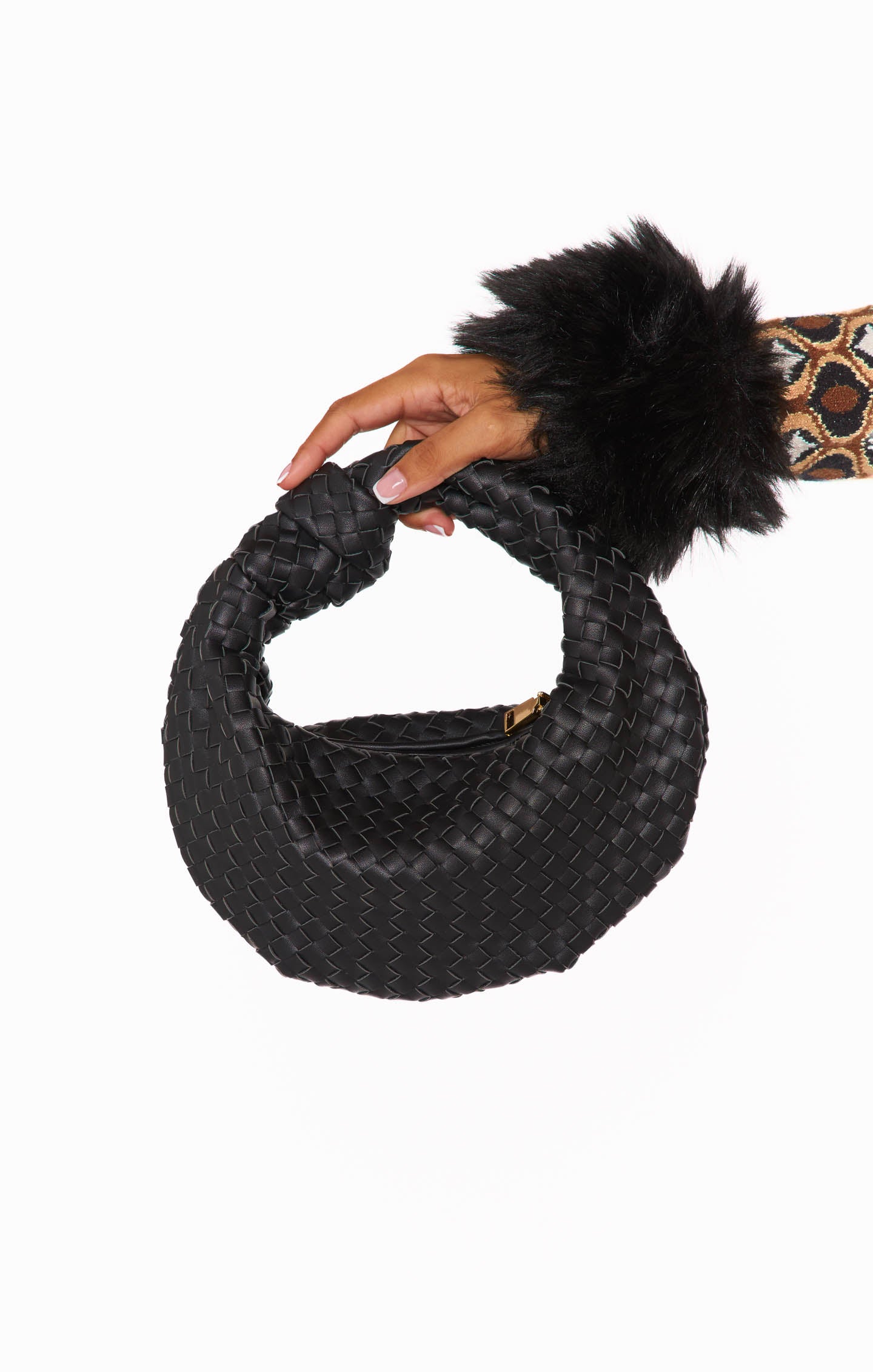 Melie Bianco Black Willow Woven Crossbody Bag