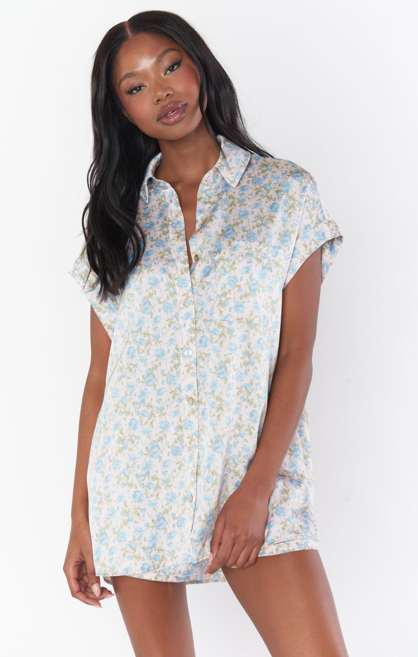 Bridal Party Satin Button Up Shirt - Rose Luxe for Getting Ready Photos