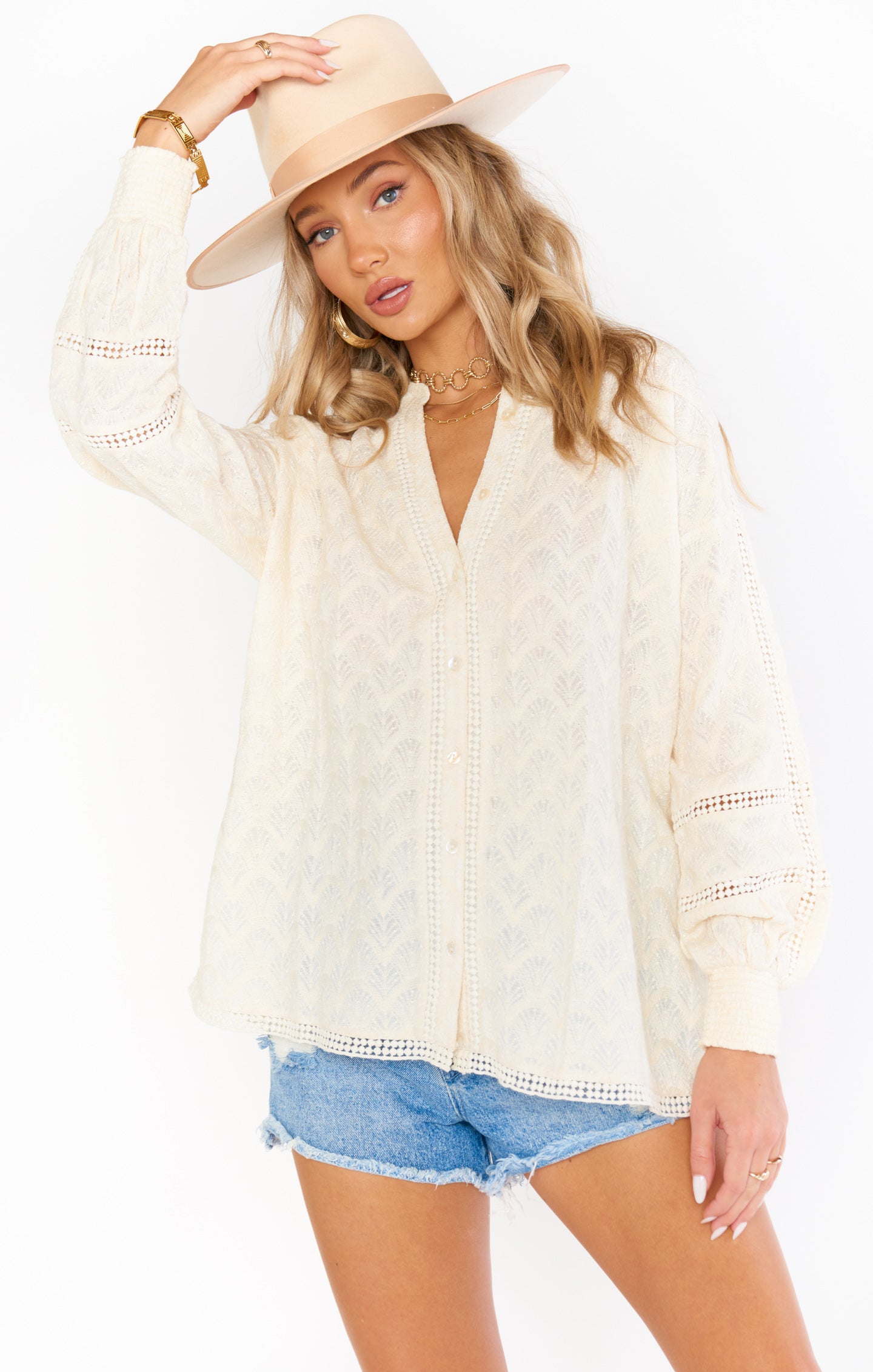 Boho Ivory Jacquard Tunic Top - Journey Midsummer Style