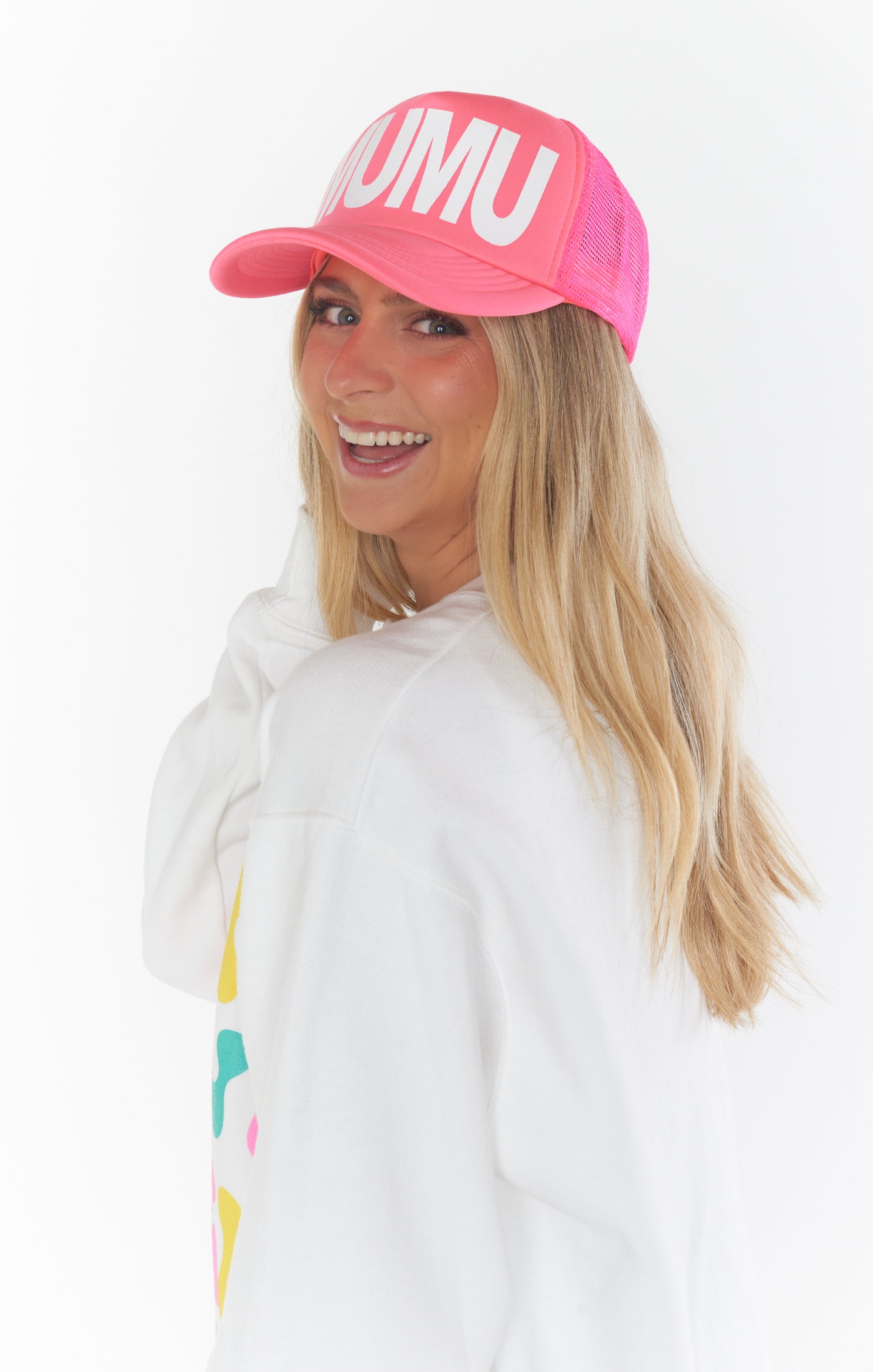 MUMU Neon Pink Trucker Hat for Women & Men