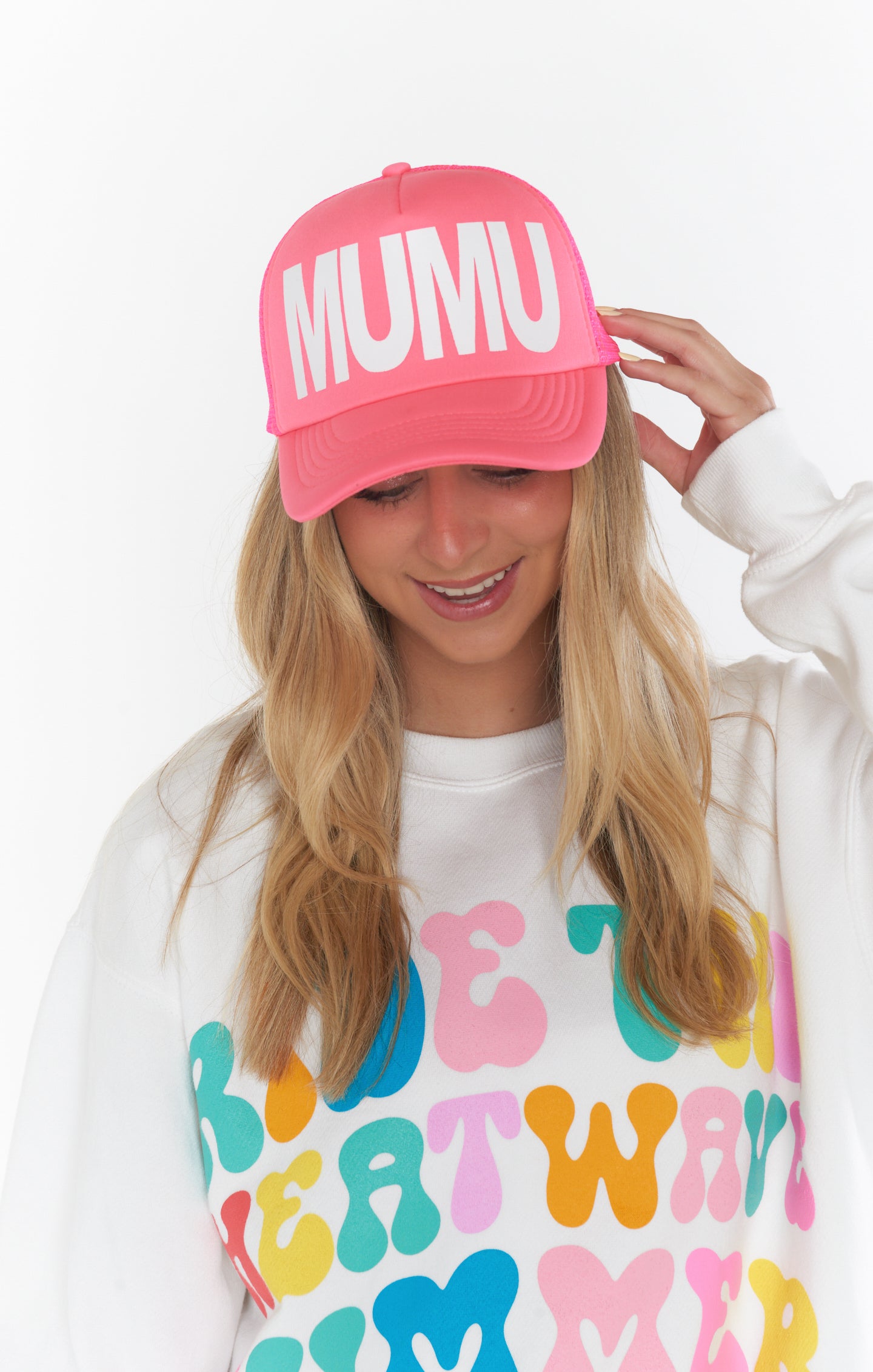MUMU Neon Pink Trucker Hat for Women & Men
