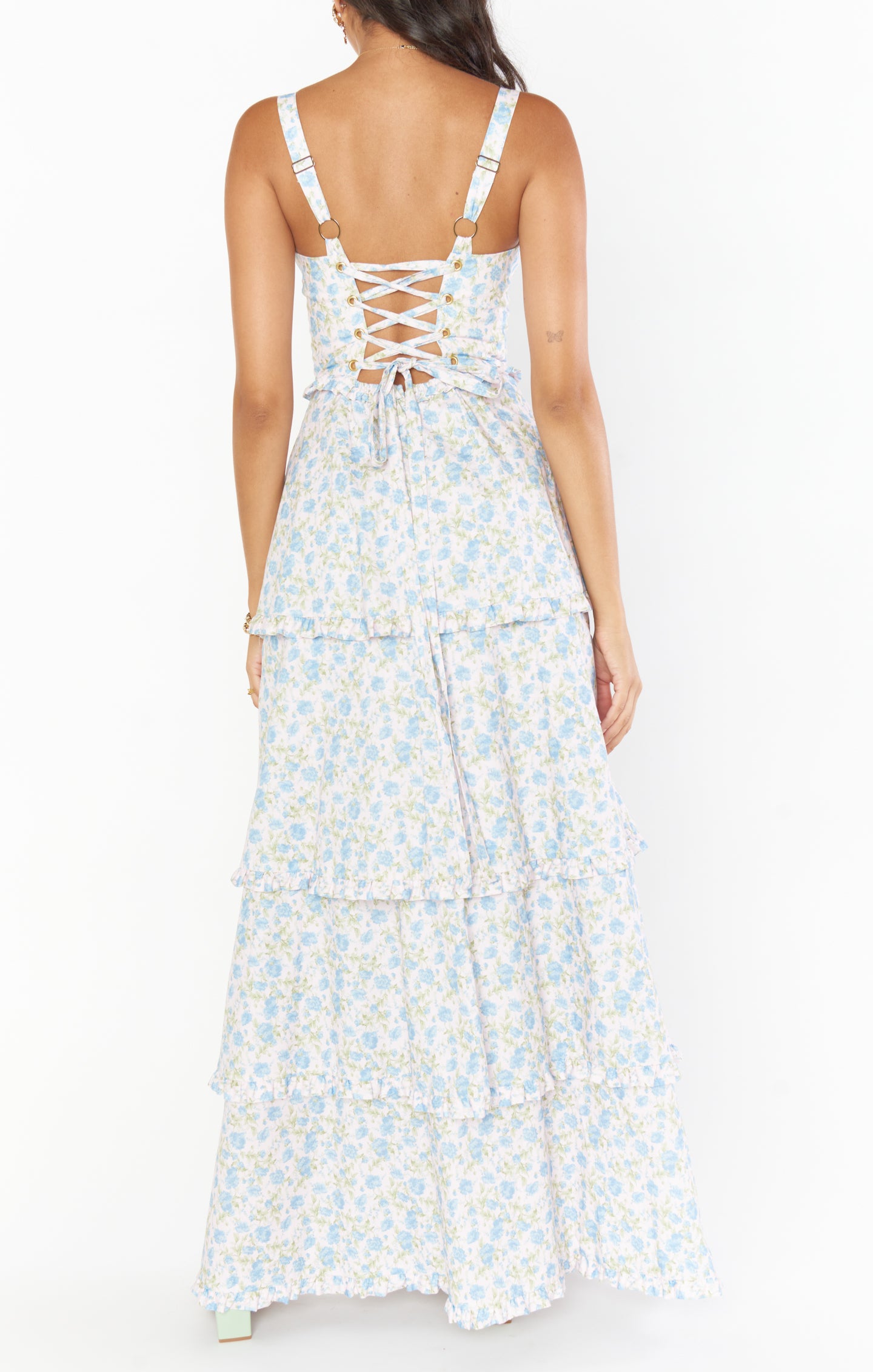 Floral Corset Maxi Dress with Side Slit - Lady Rose
