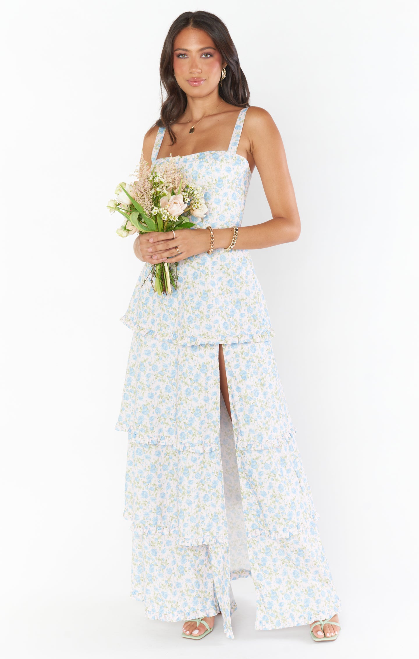 Floral Corset Maxi Dress with Side Slit - Lady Rose