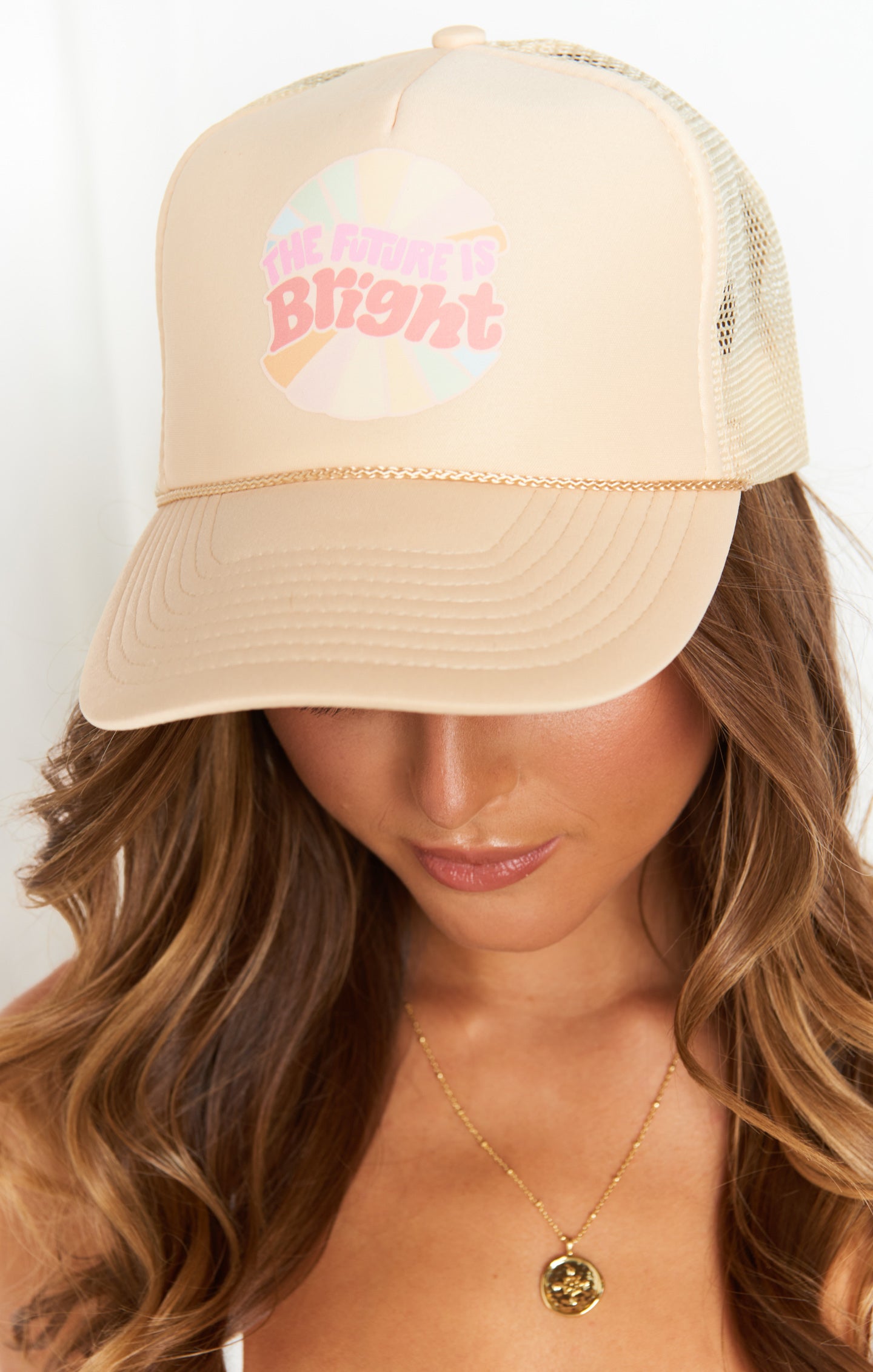 Mumu Future Is Bright Taupe Trucker Hat