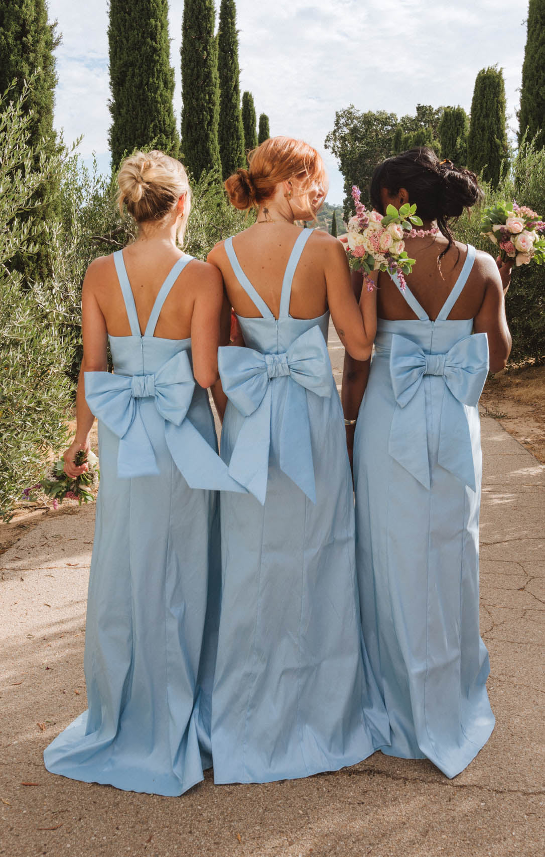 Charlotte Bow Dress - Light Blue Taffeta with Removable Bow