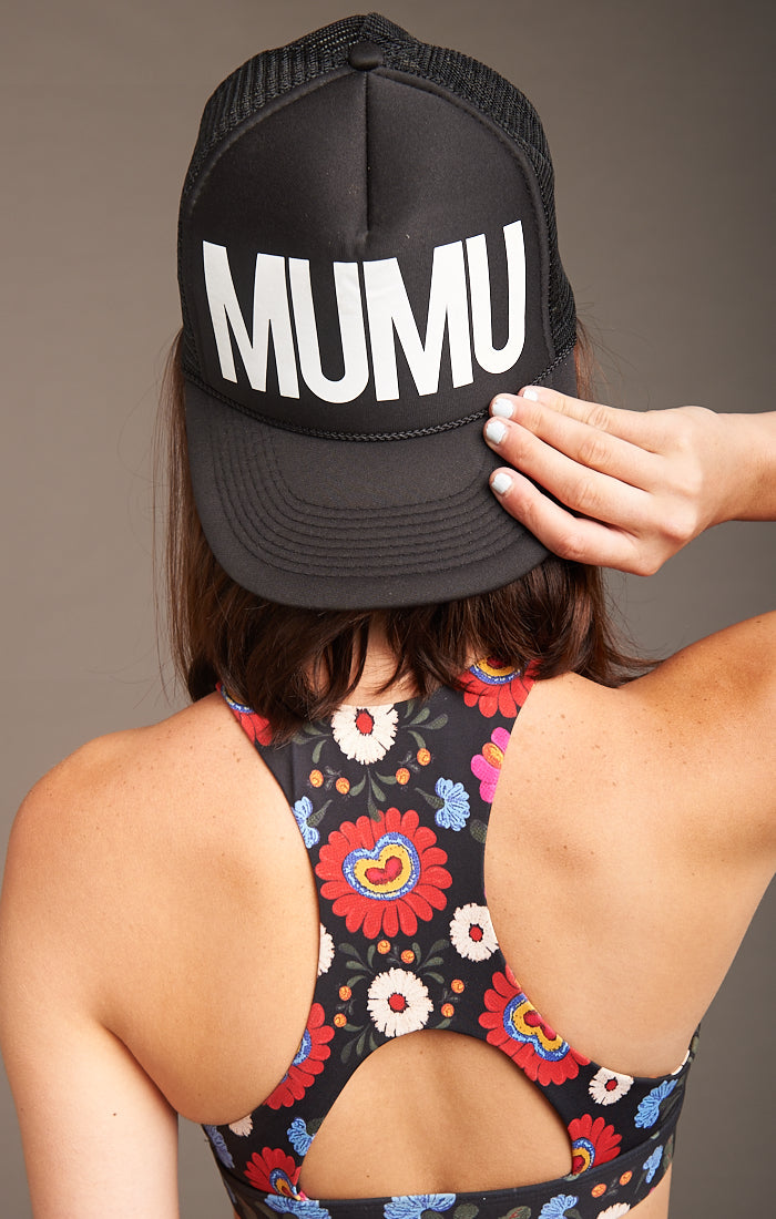 MUMU Black and White Trucker Hat for Men & Women