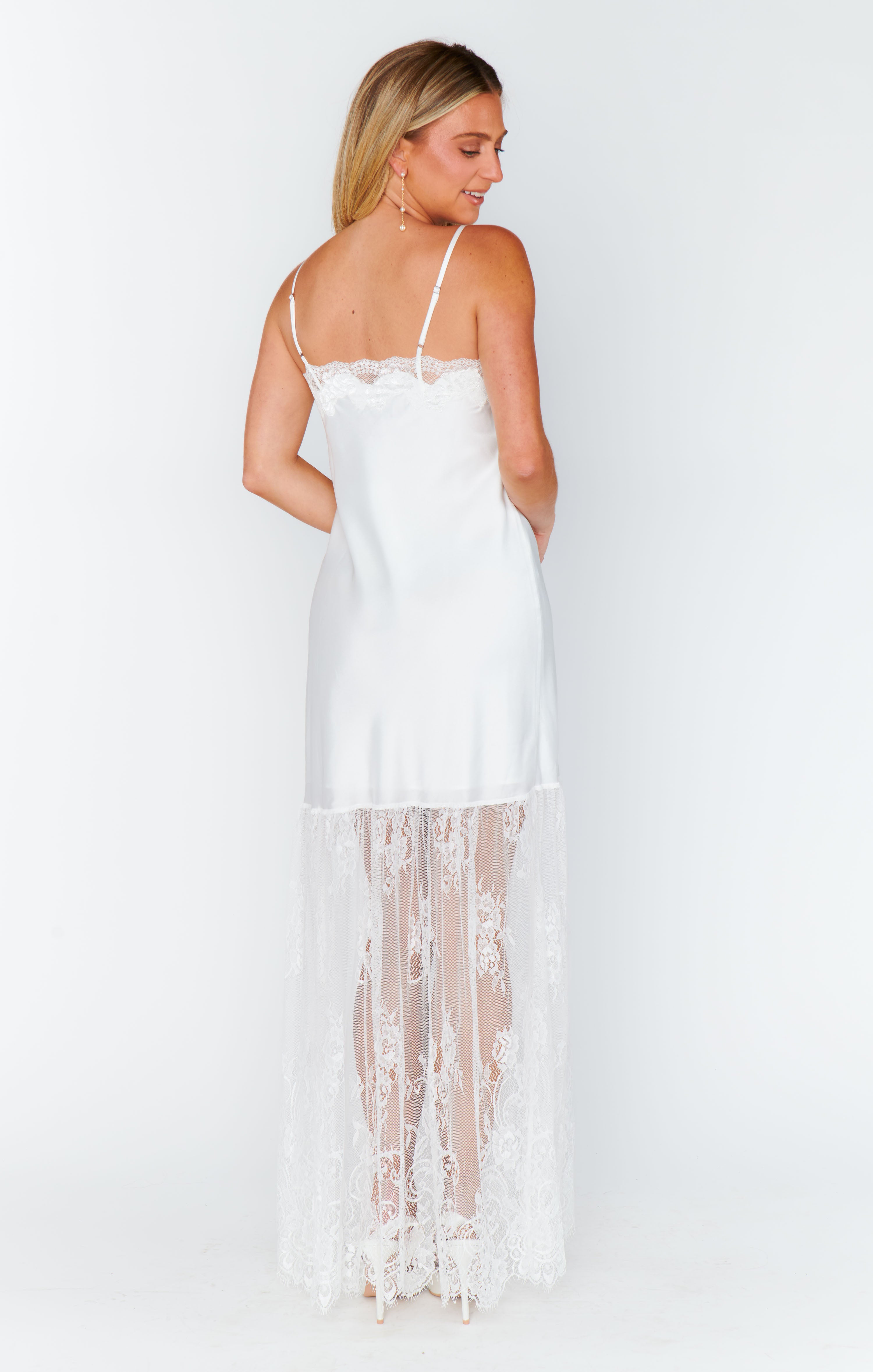 Celine Ivory Satin Maxi Dress - Vintage Slip Design