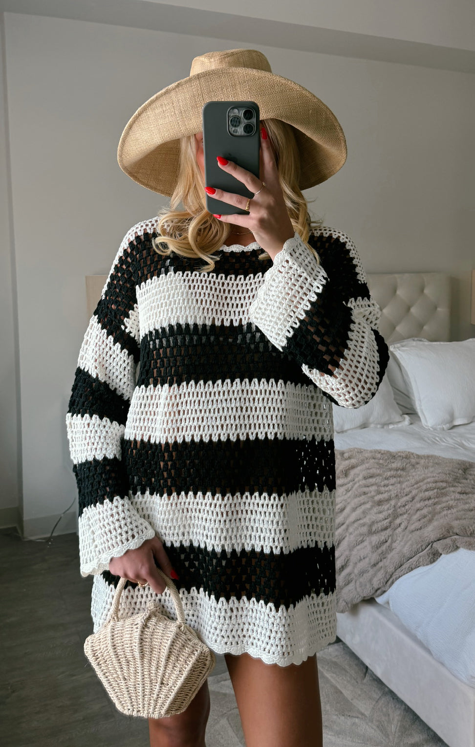 Paula Cruise Stripe Crochet Pullover - Chic Swim Coverup