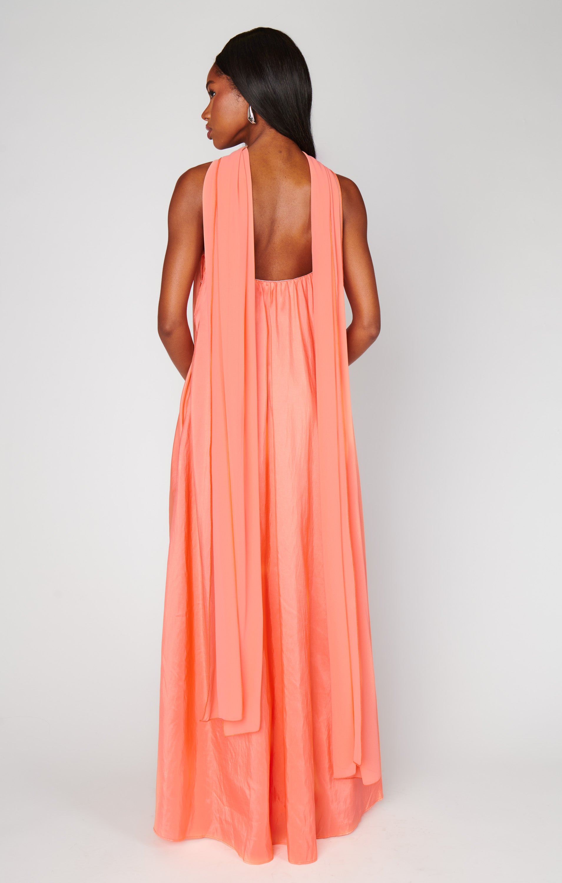 Tinsley Strapless Taffeta Dress with Scarf ~ Cantaloupe