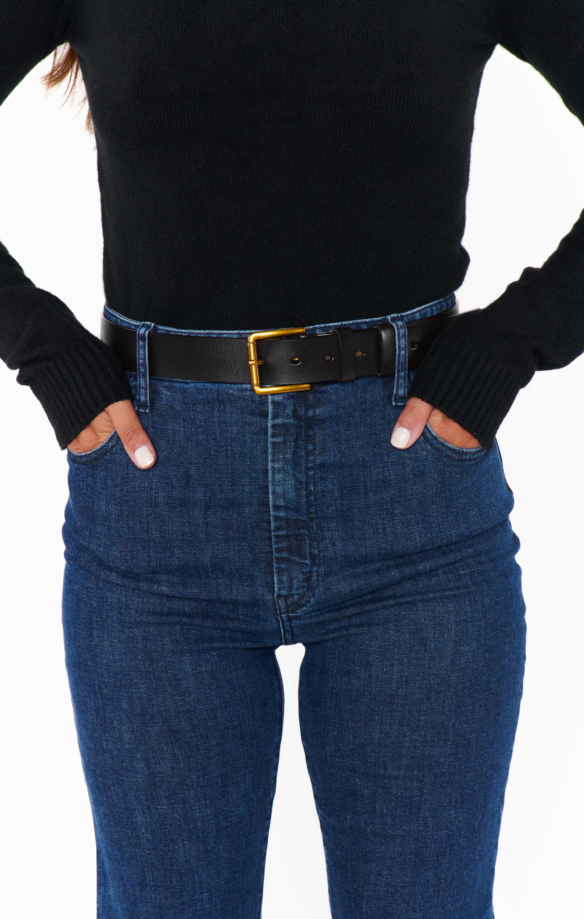 Jordana Black Leather Belt for Women – Timeless Wardrobe Staple