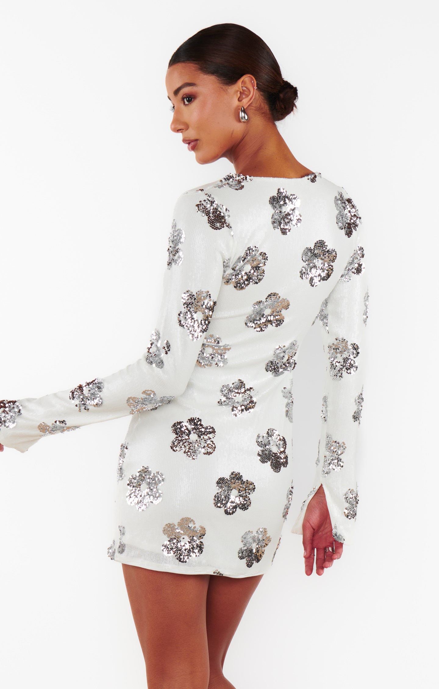 Matilda Daisy Sequin Mini Dress with Keyhole Cutout