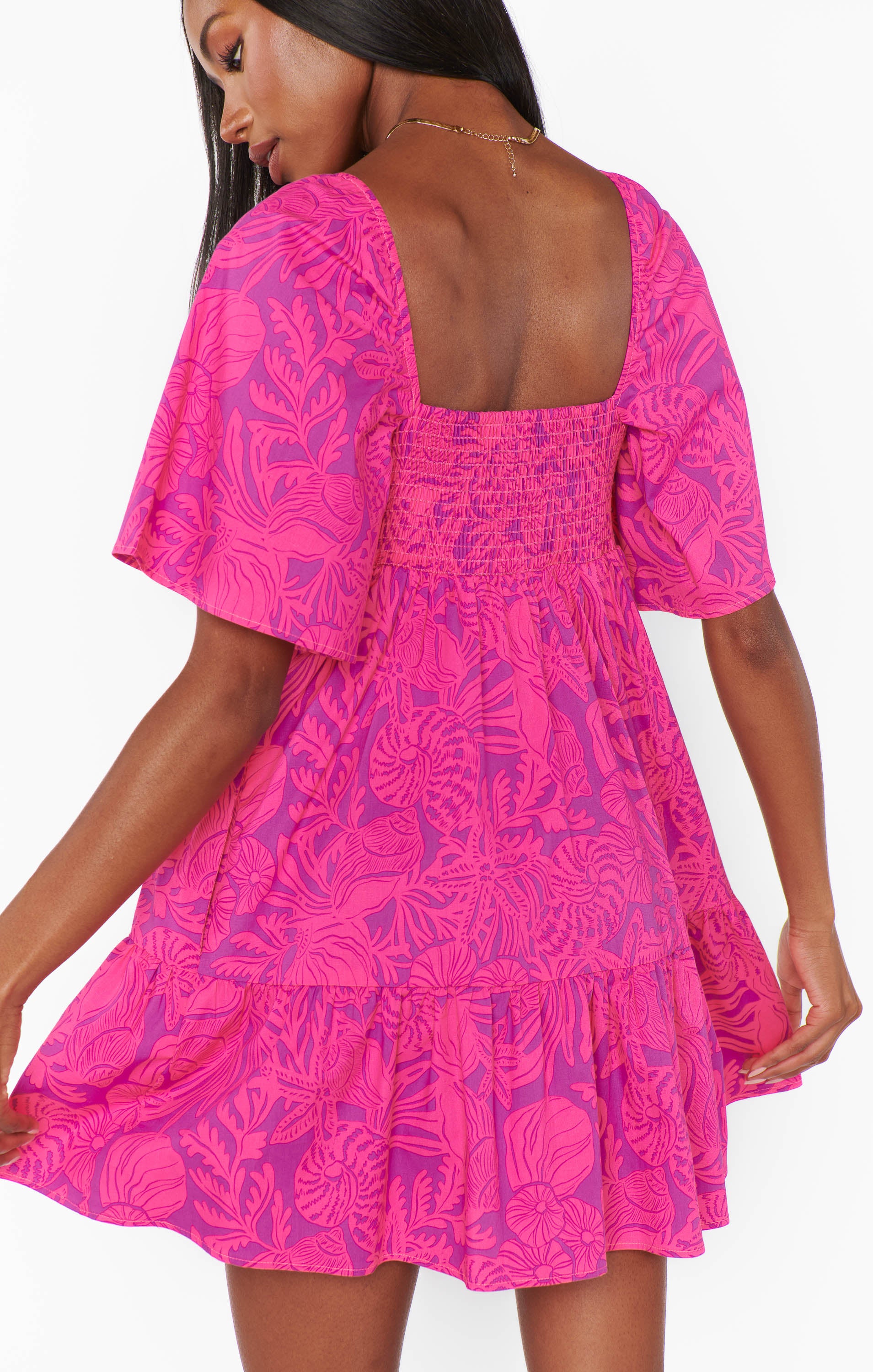 Pink Shells Poplin Erin Mini Dress with Pockets for Summer