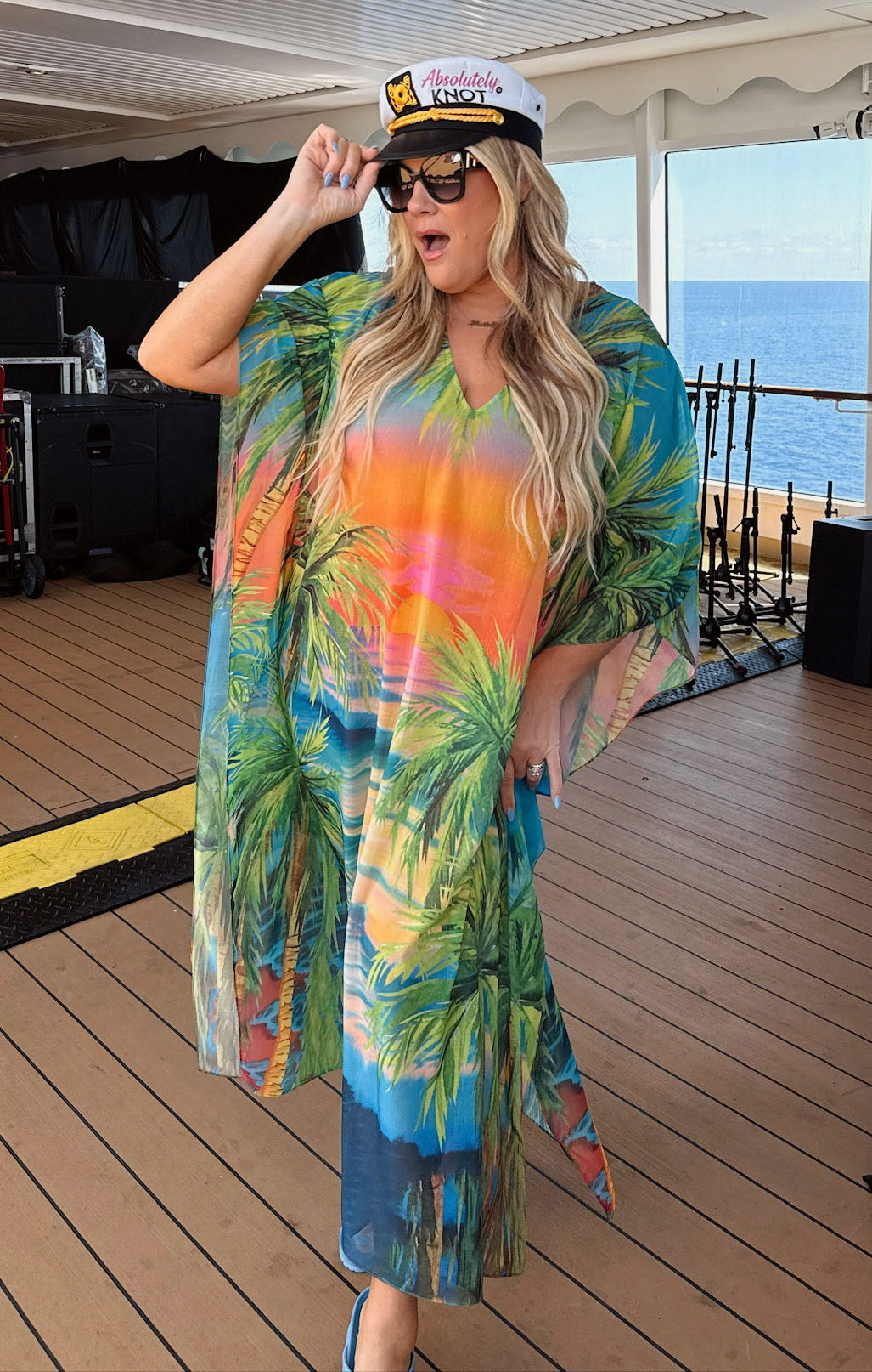 Mumu Hana Chiffon Kaftan Coverup - Oversized Maxi Dress for Beach & Cruise