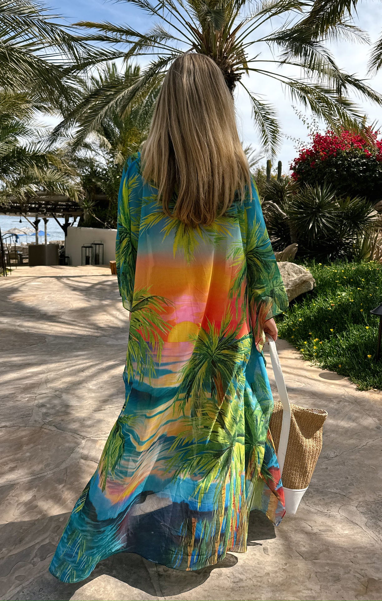 Mumu Hana Chiffon Kaftan Coverup - Oversized Maxi Dress for Beach & Cruise