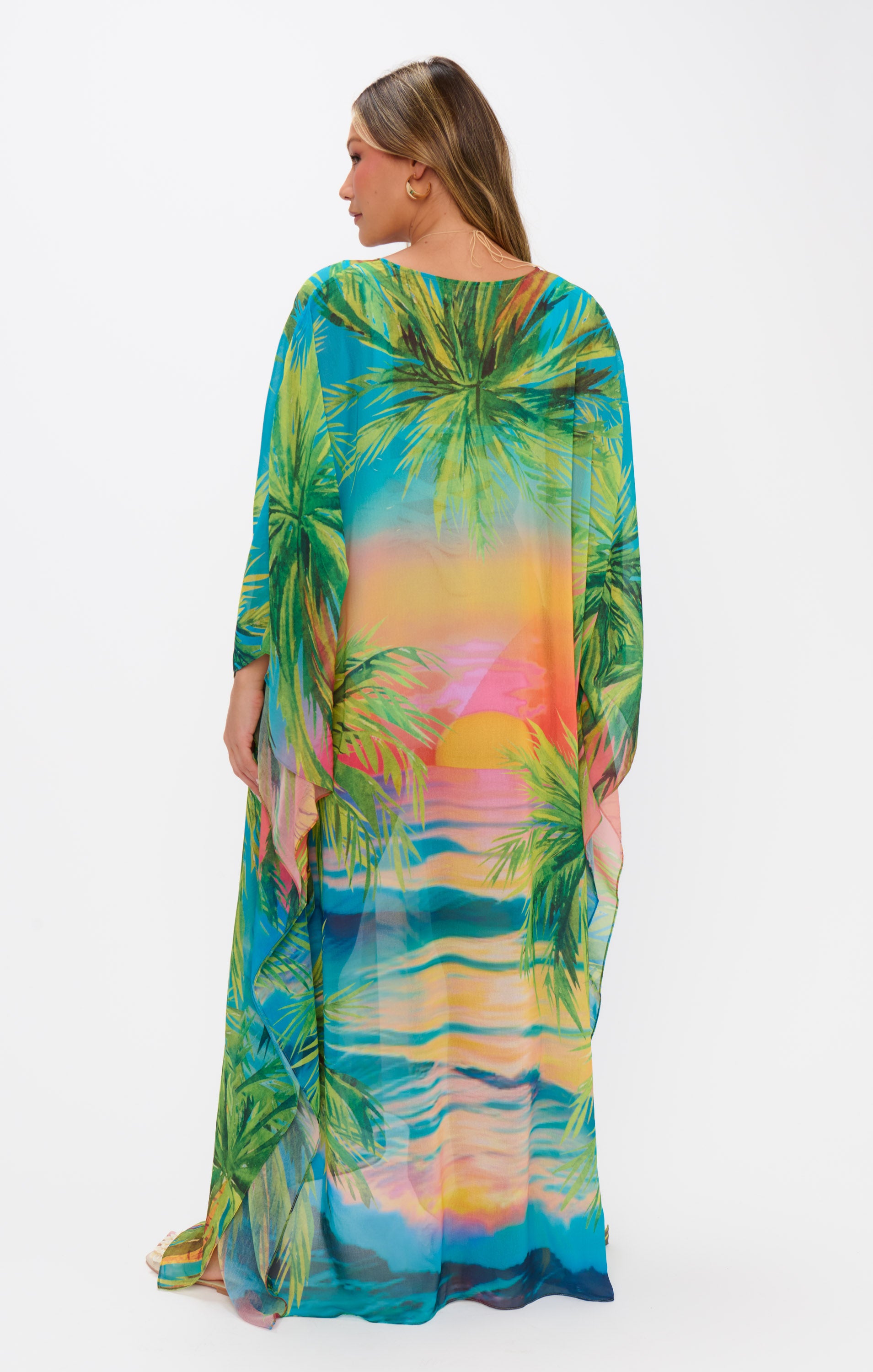 Mumu Hana Chiffon Kaftan Coverup - Oversized Maxi Dress for Beach & Cruise