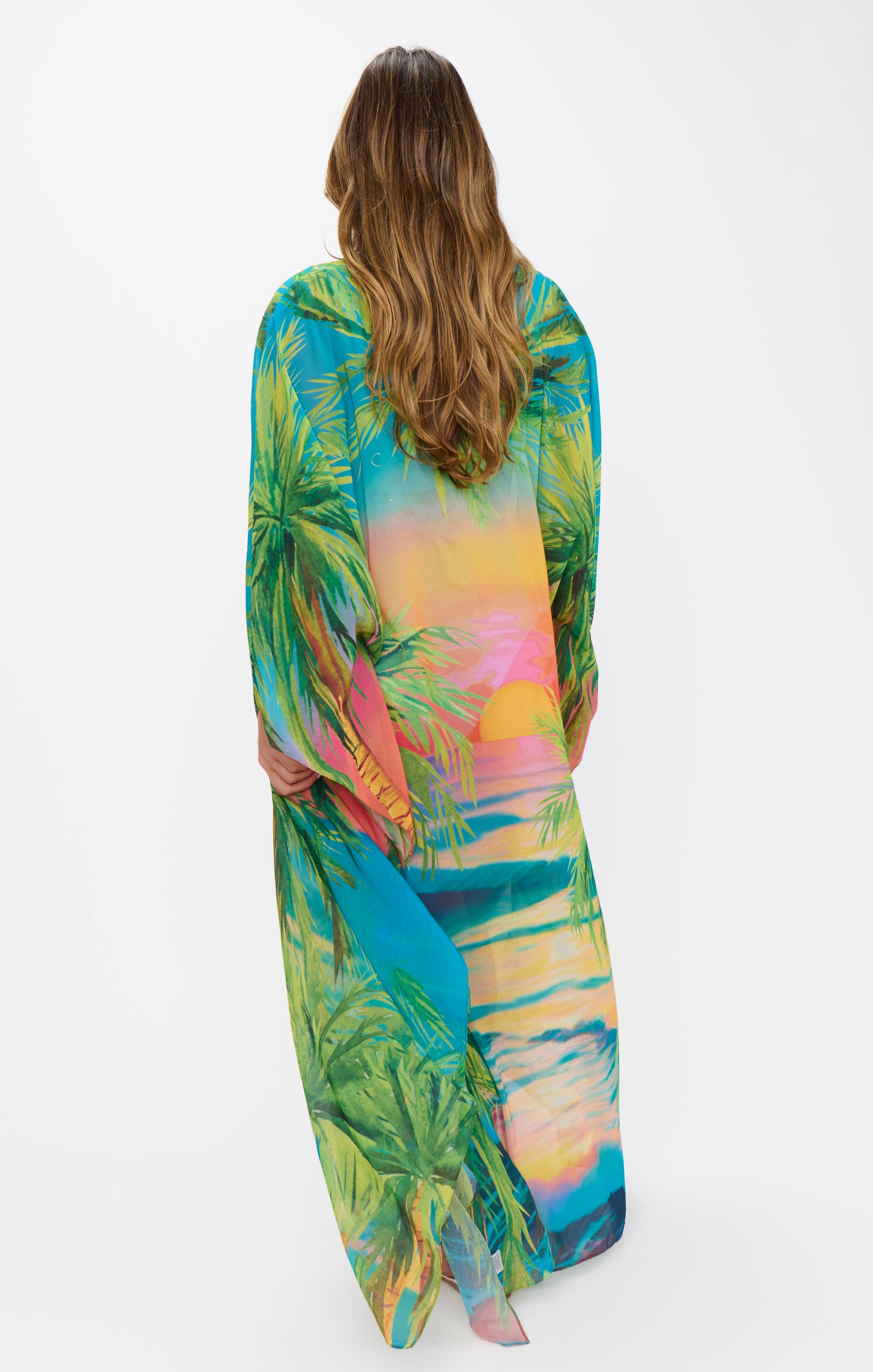 Mumu Hana Chiffon Kaftan Coverup - Oversized Maxi Dress for Beach & Cruise