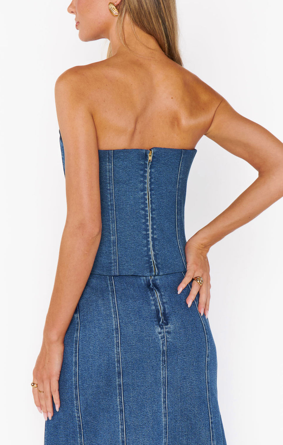 Strapless Denim Corset Top - Blue Indigo Baton Rouge Style