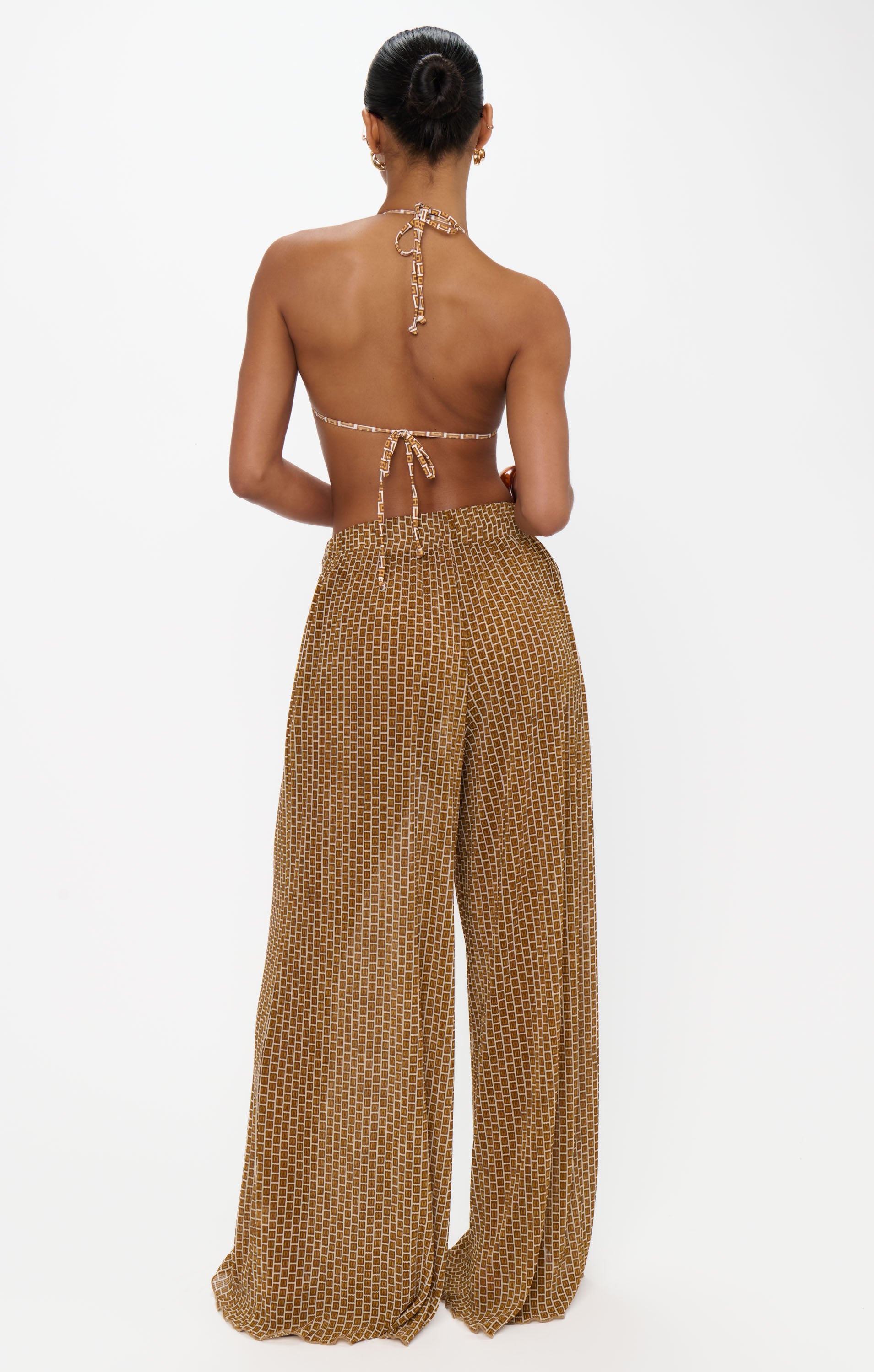 Jet Setter High Waist Wide Leg Pants - Beachy Bronze Geo