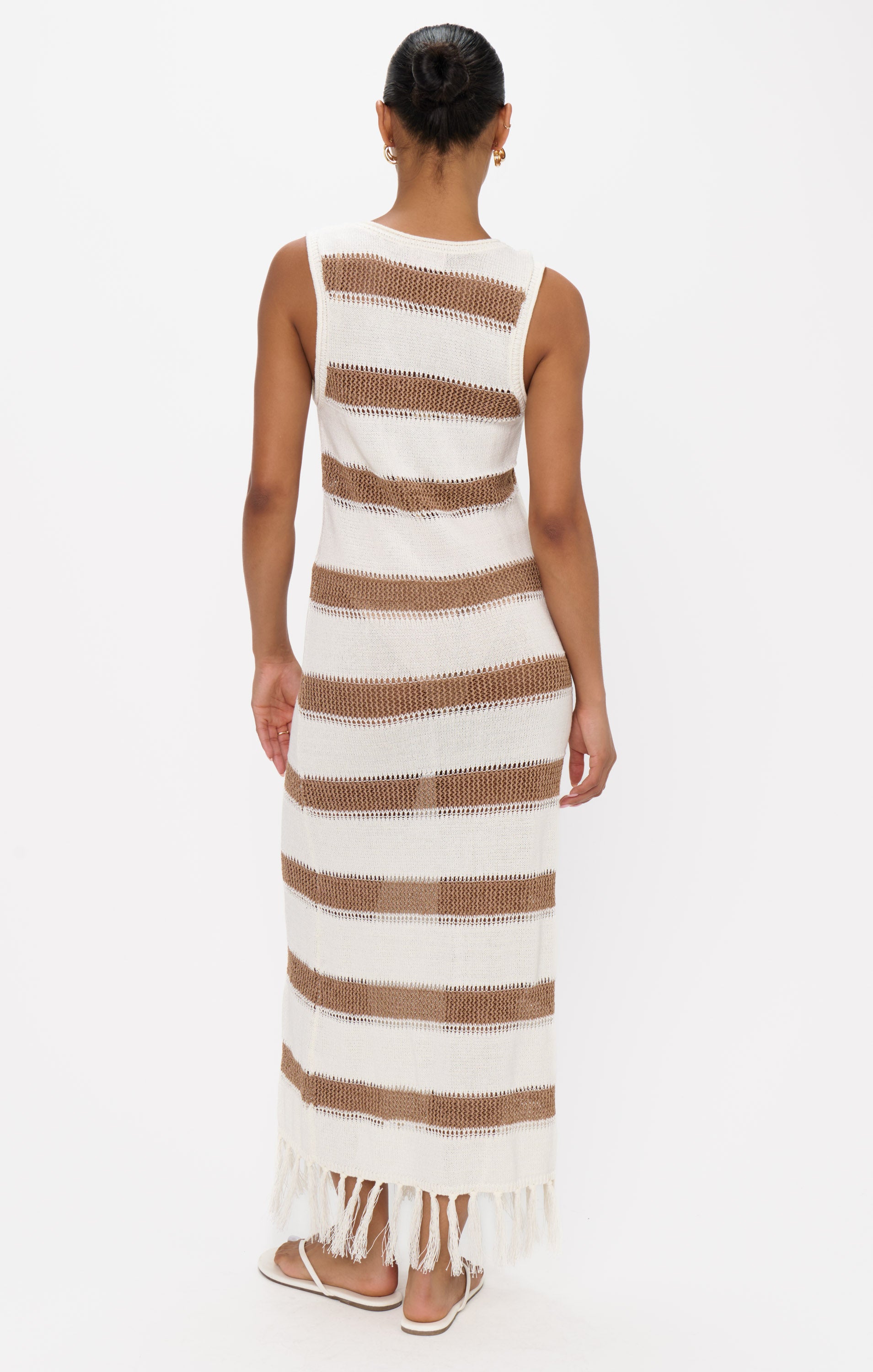 Havana Crochet Beach Coverup Dress with V-Neck & Tassels