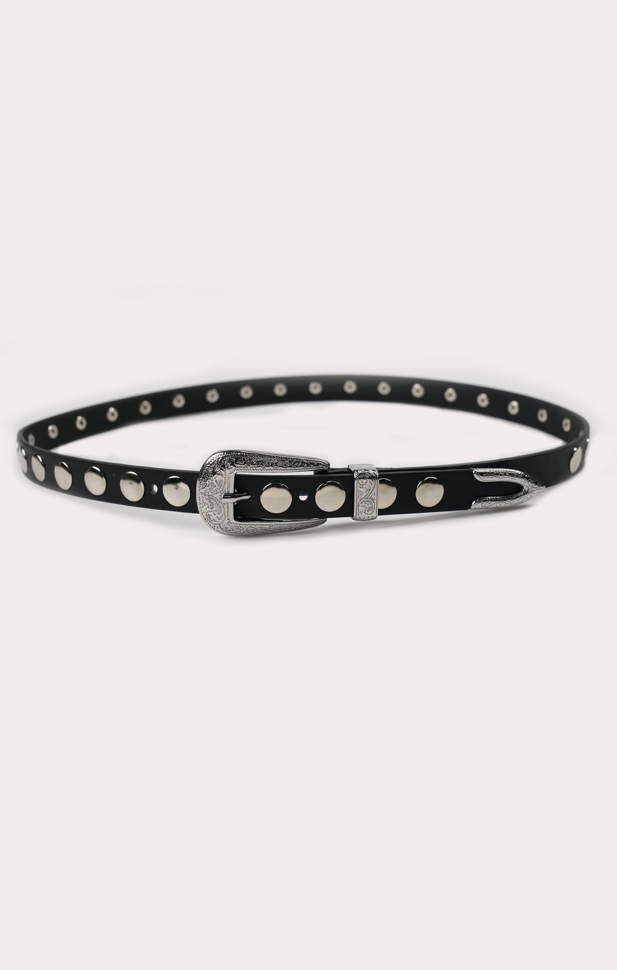 Phoenix Disco Studded Belt - Black & Silver Western Style