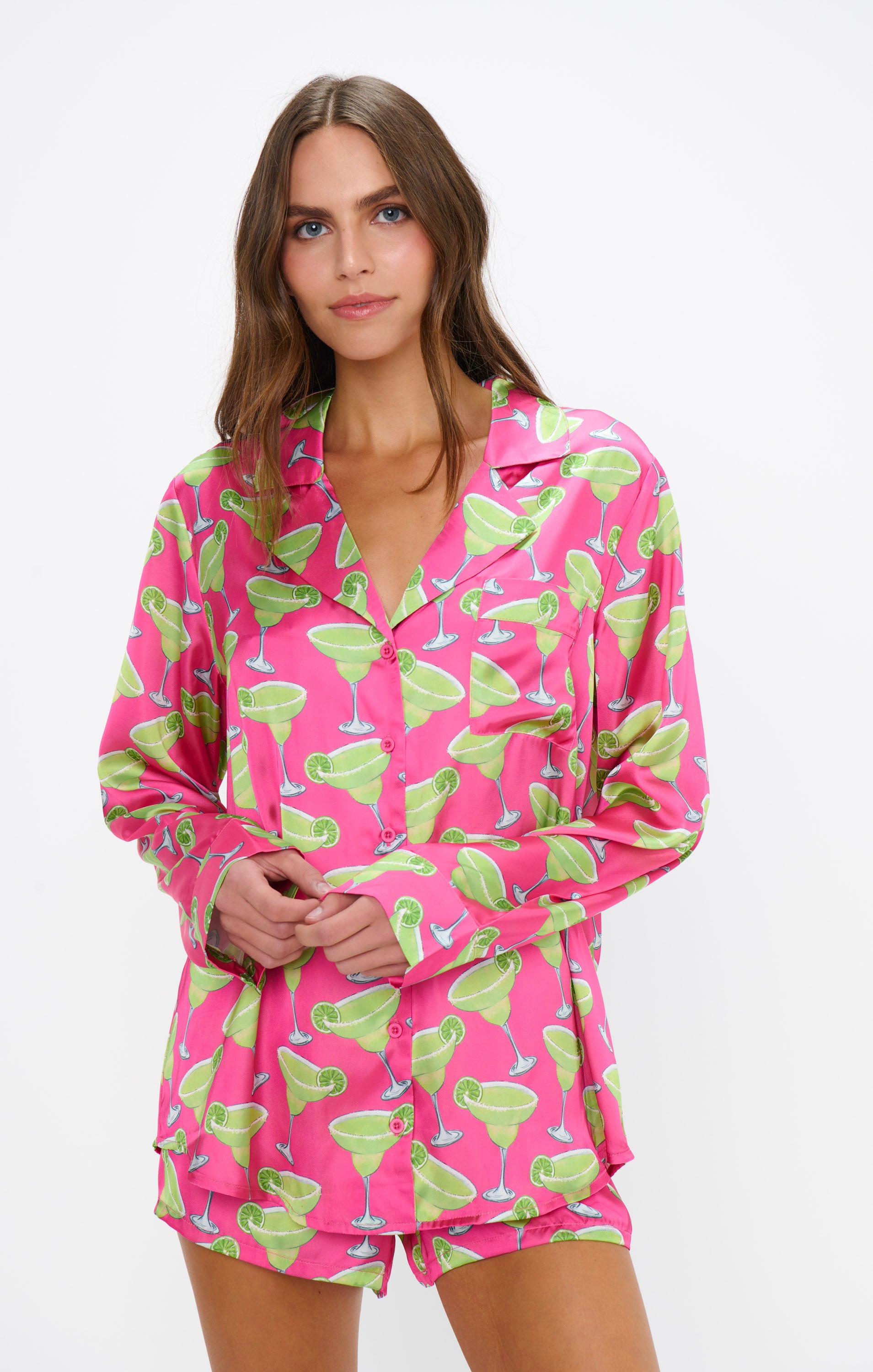 Silky Margarita Print PJ Set for Beauty Sleep