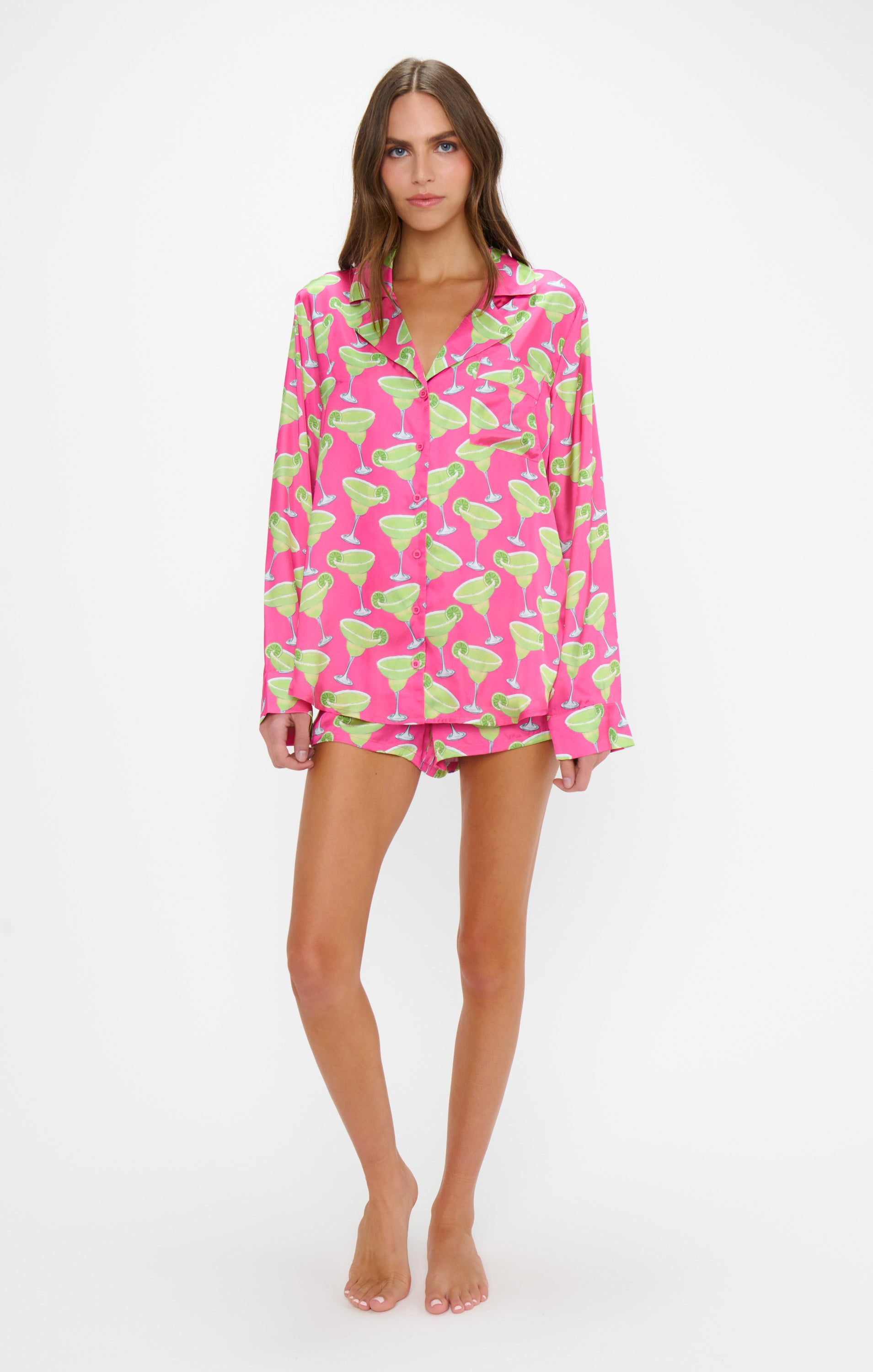 Silky Margarita Print PJ Set for Beauty Sleep