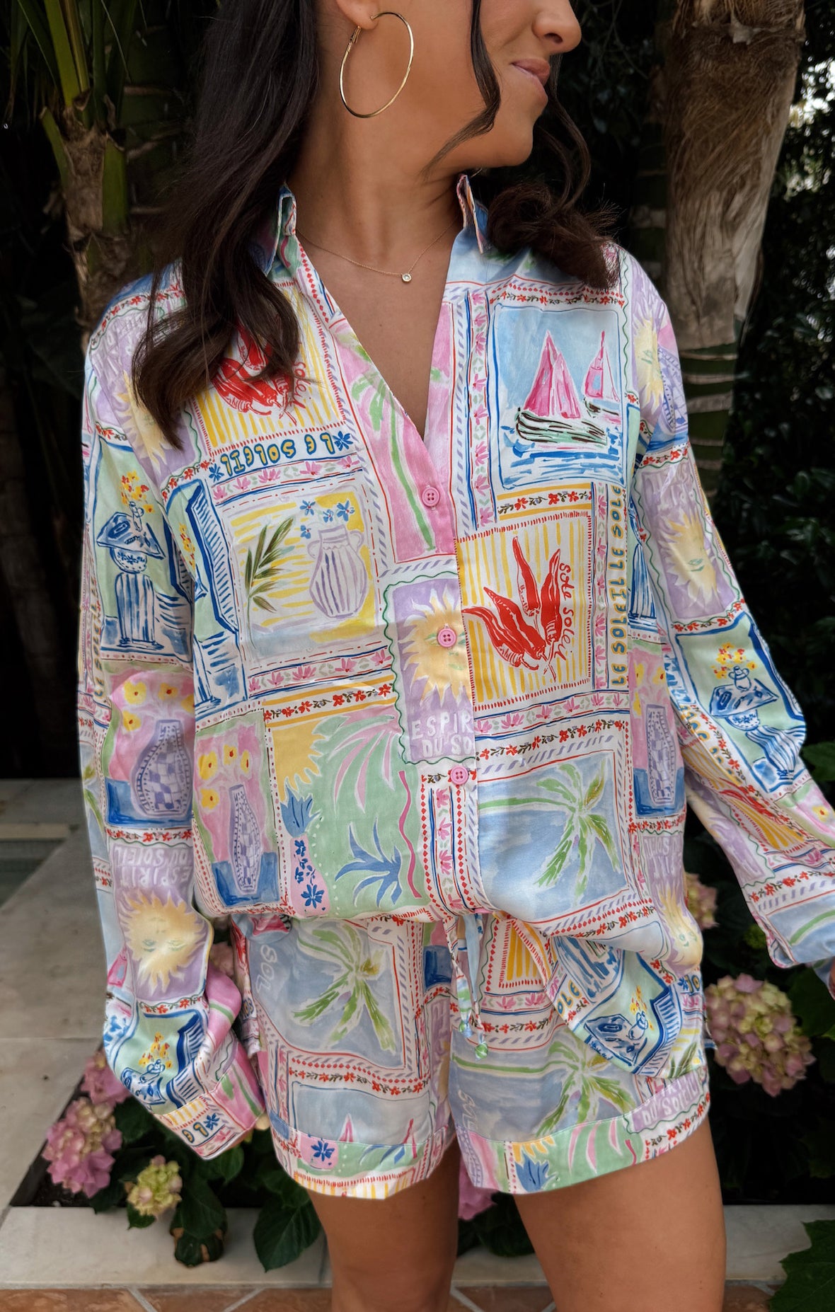 Silky Soleil Pajama Set - Summer Print Sleepwear