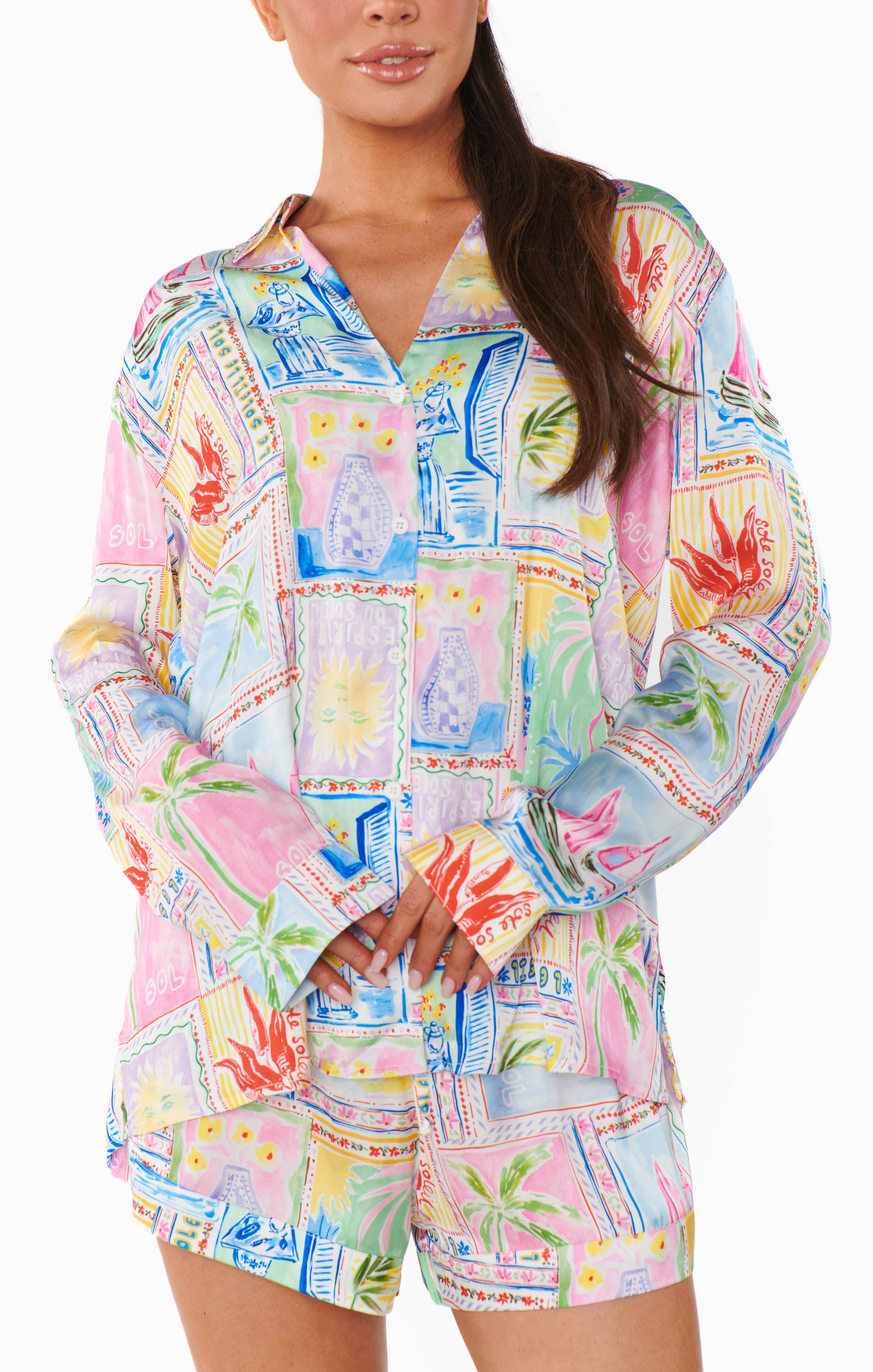 Silky Soleil Pajama Set - Summer Print Sleepwear