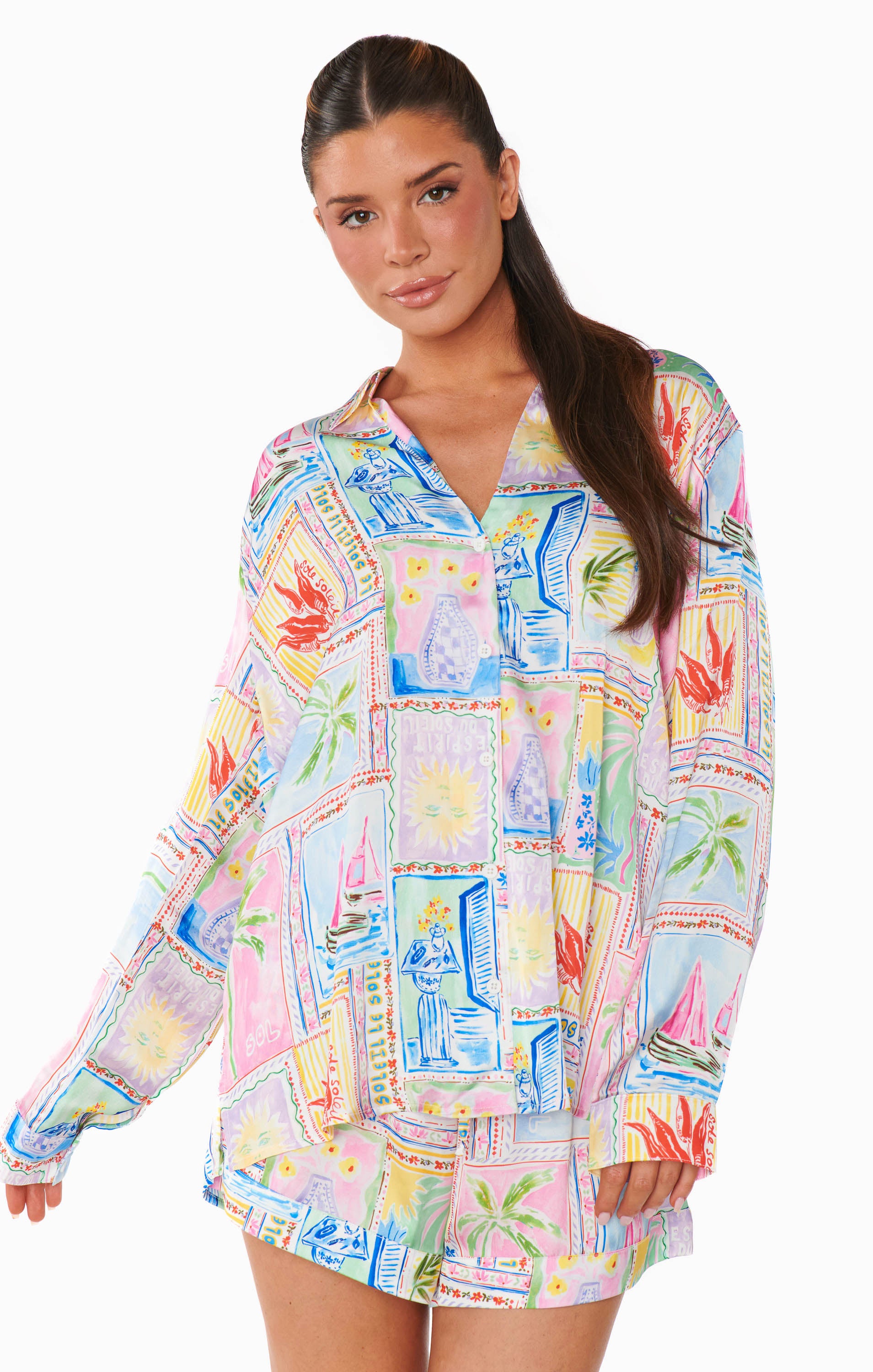 Silky Soleil Pajama Set - Summer Print Sleepwear