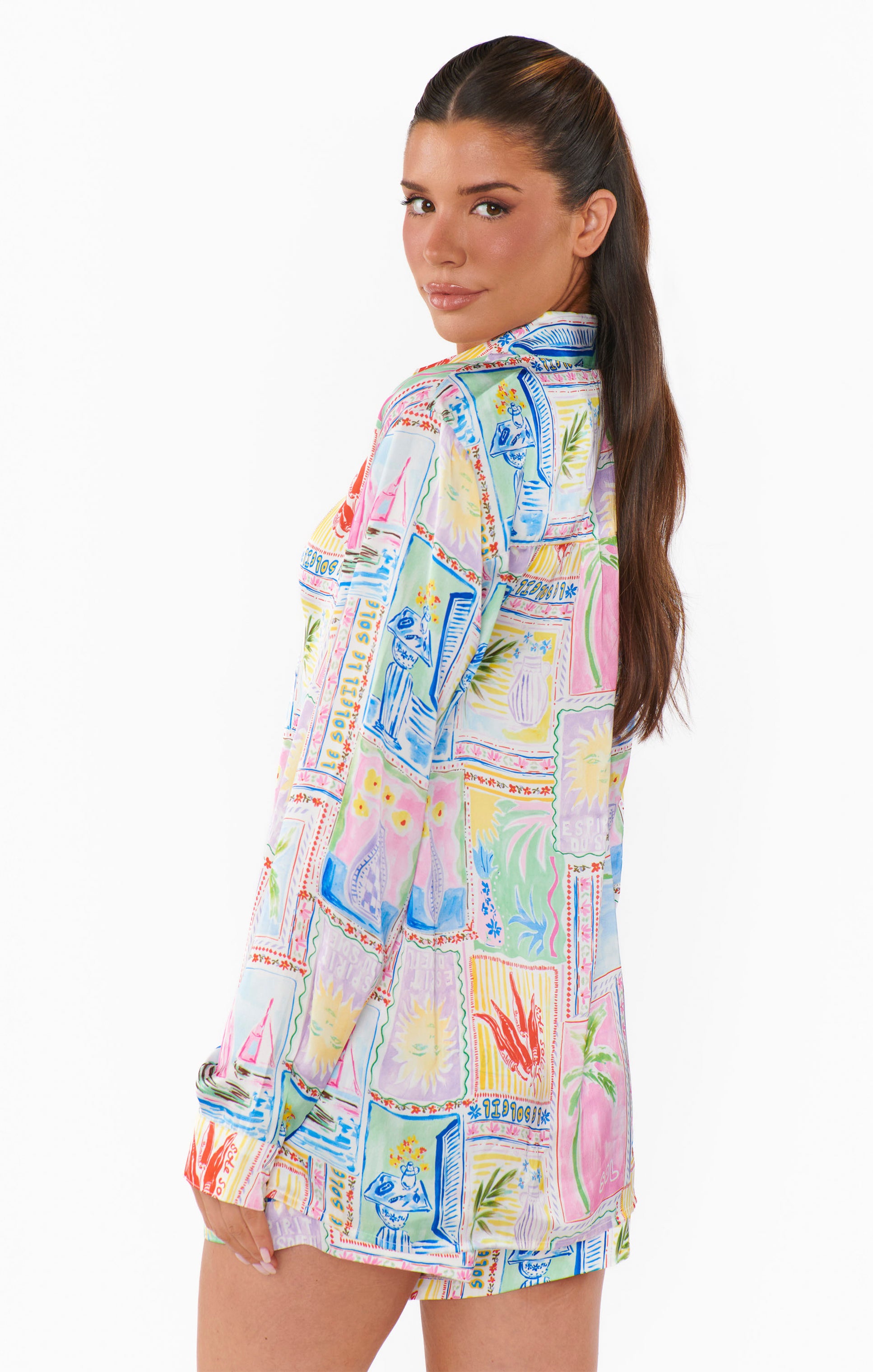Silky Soleil Pajama Set - Summer Print Sleepwear