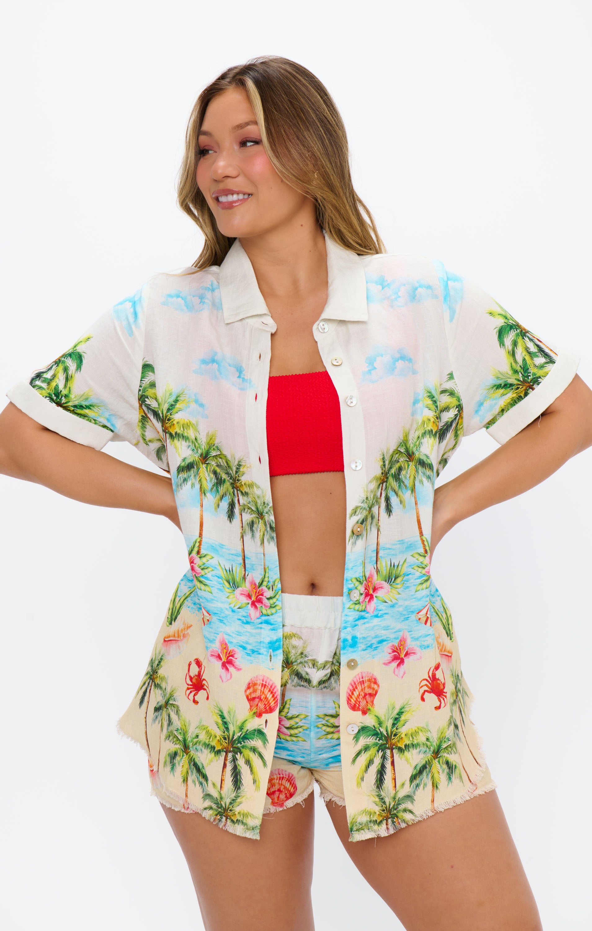 Women's Linen High Waist Port Shorts - Island Style