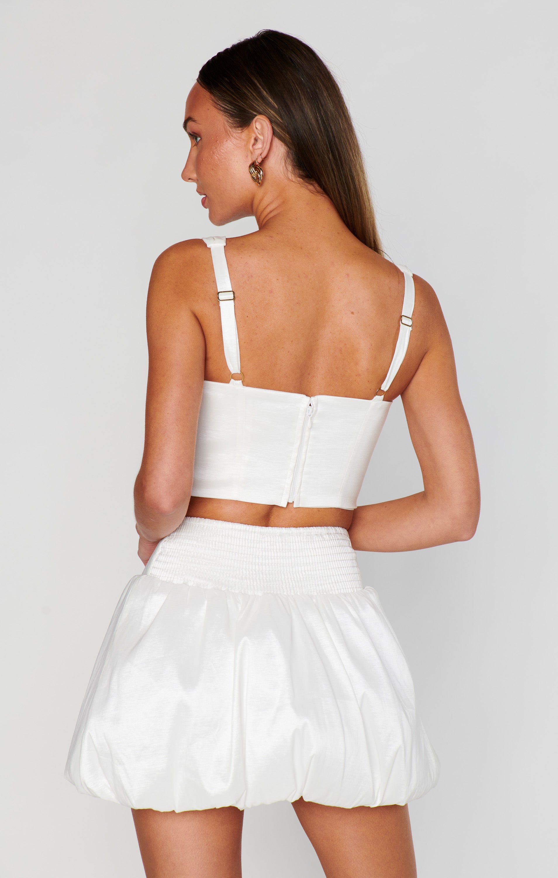 Celeste White Taffeta Skort with Built-in Shorts