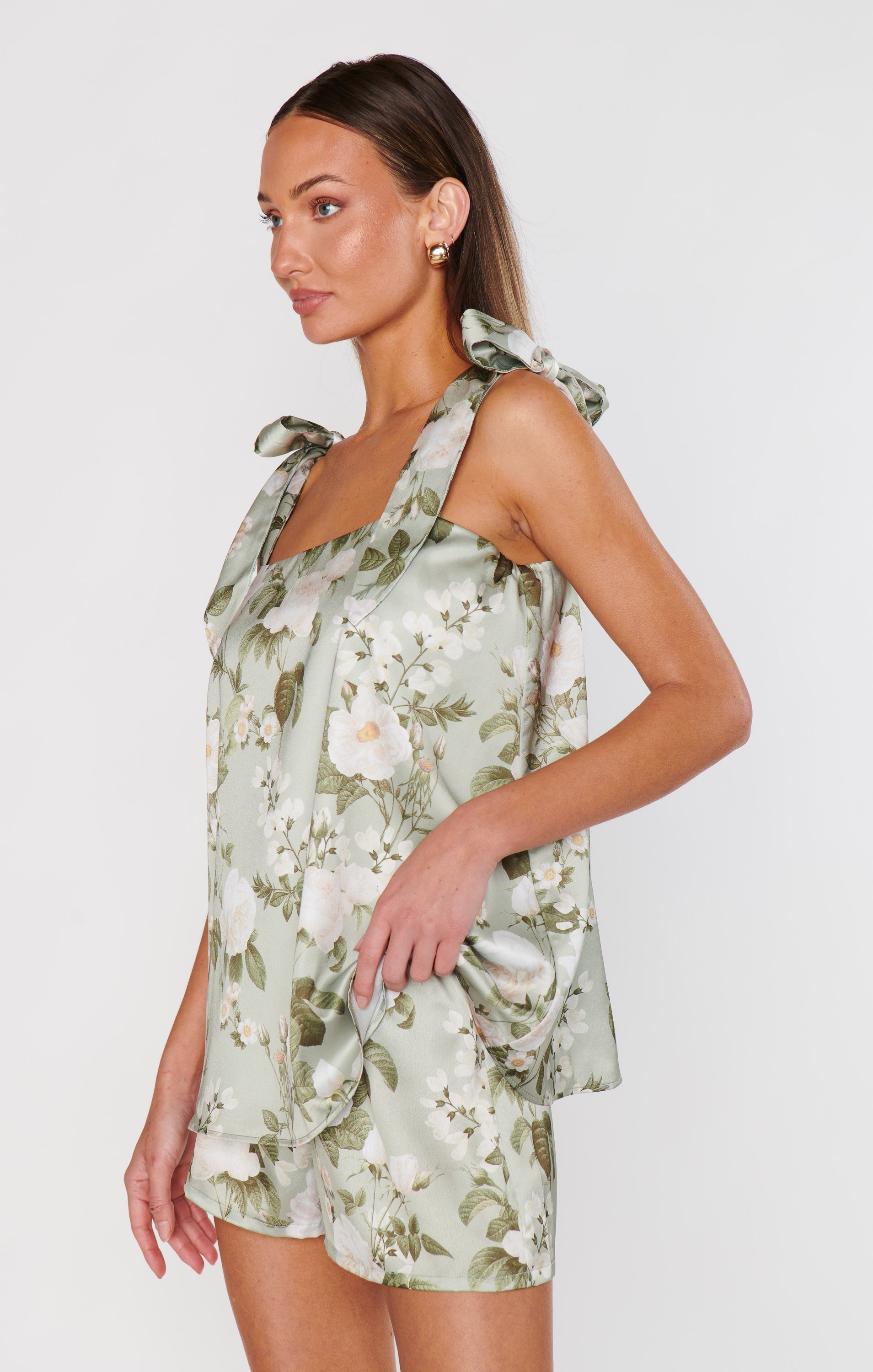 Satin Glam Time Shorts with Elastic Waist - Secret Garden