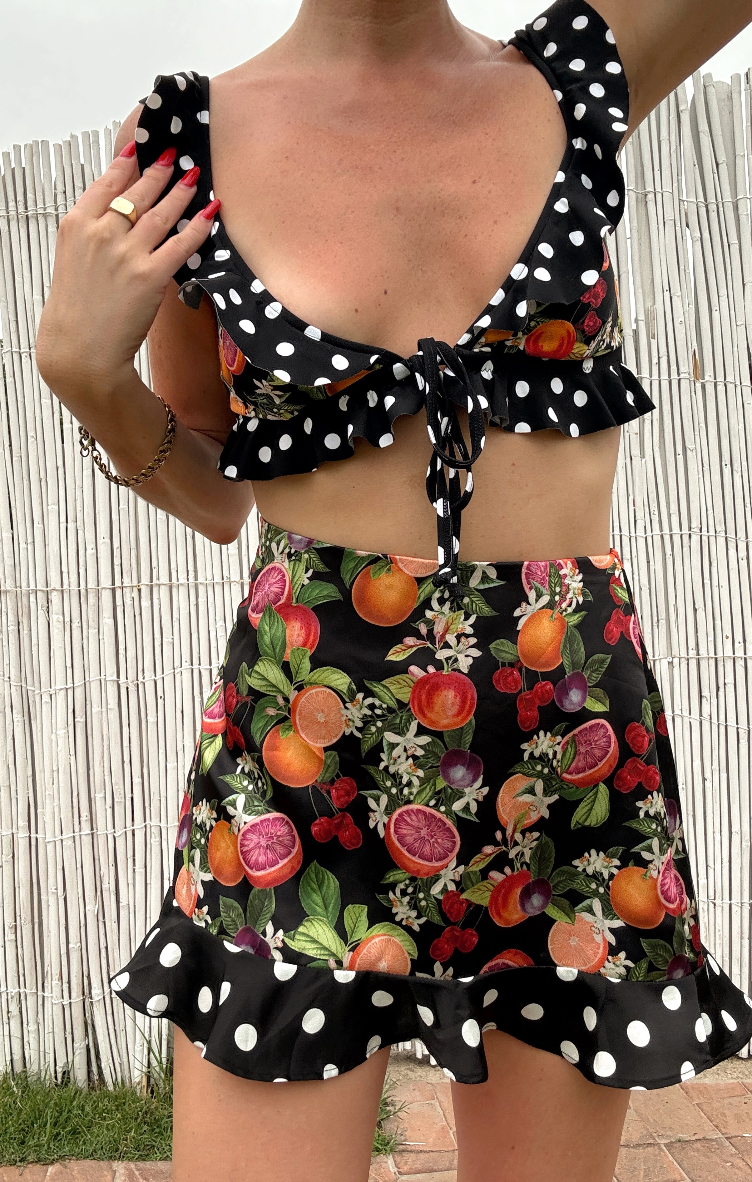 Tropical Sangria Ruffle Skort with Built-in Shorts for Dancing