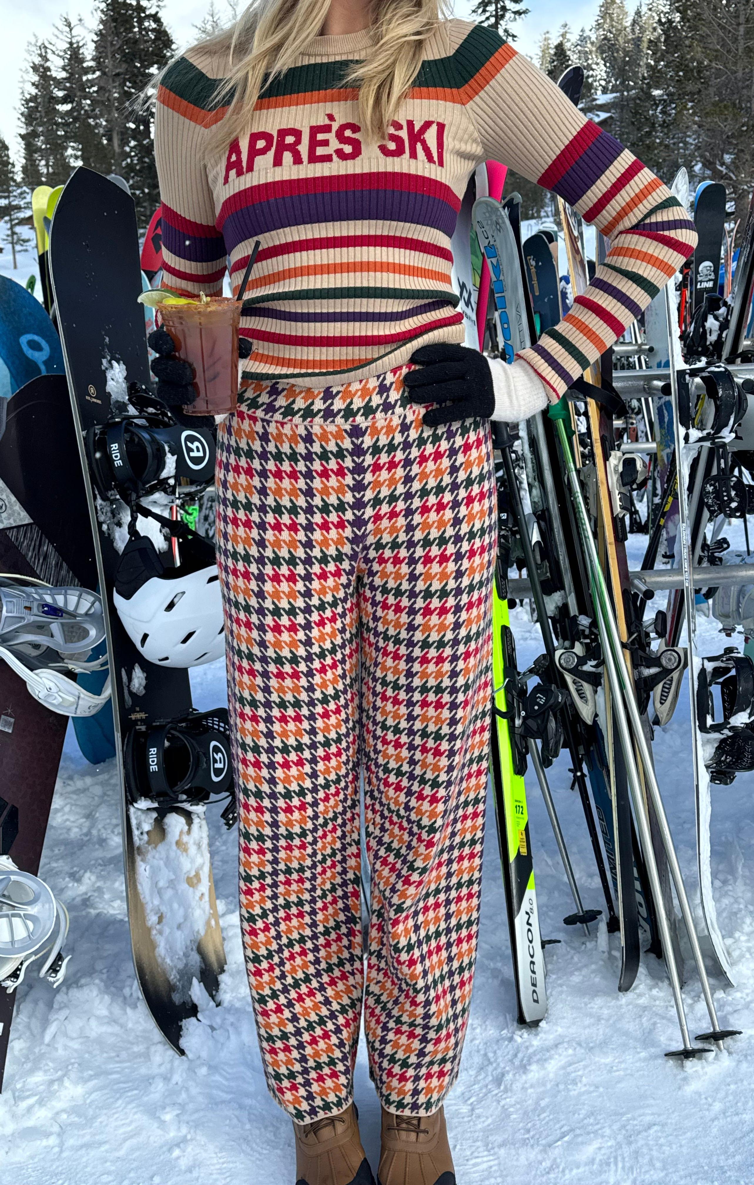 Zermatt Houndstooth Knit Sweater Pants - Cozy Lounge Set