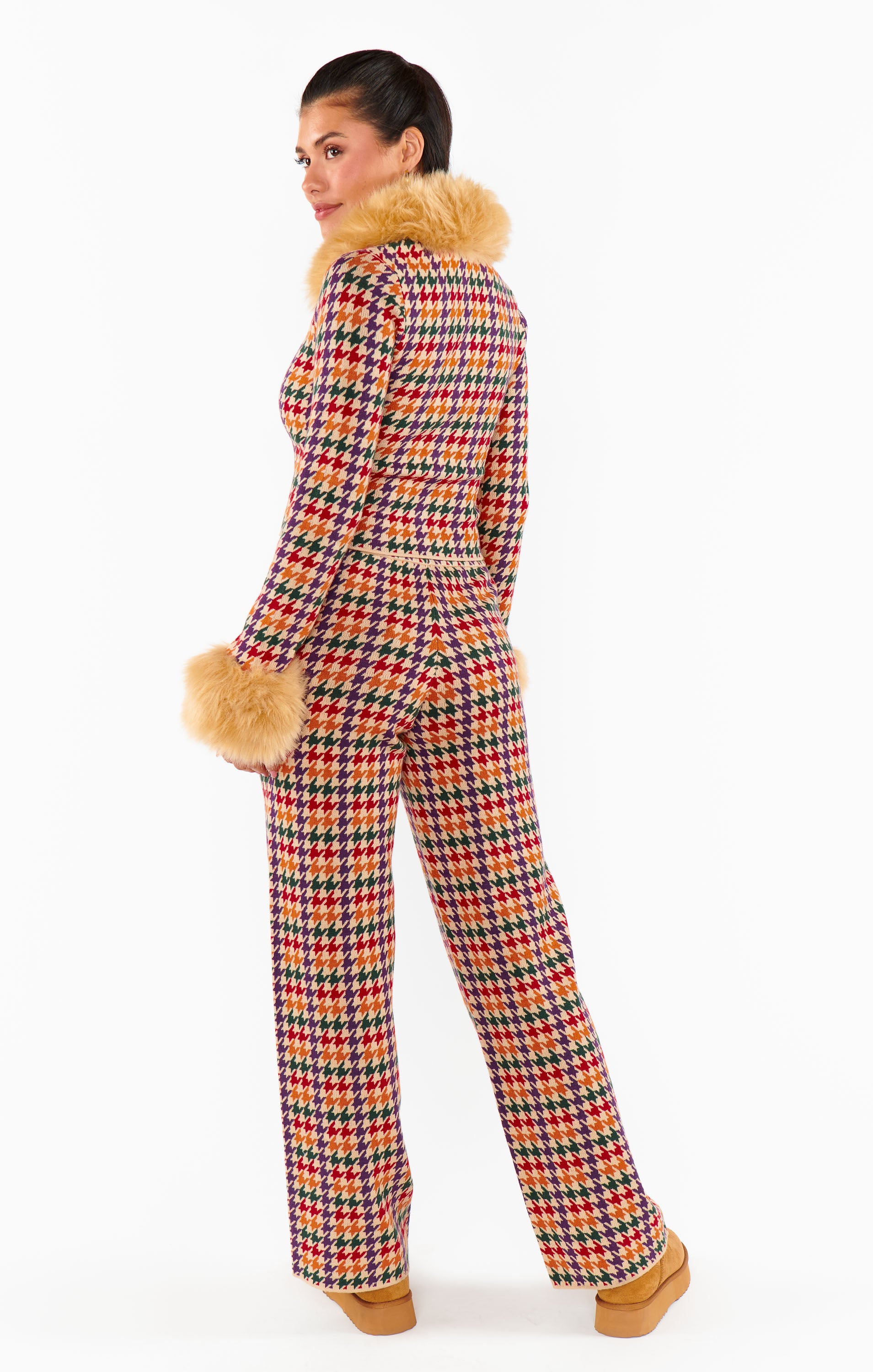 Zermatt Houndstooth Knit Sweater Pants - Cozy Lounge Set