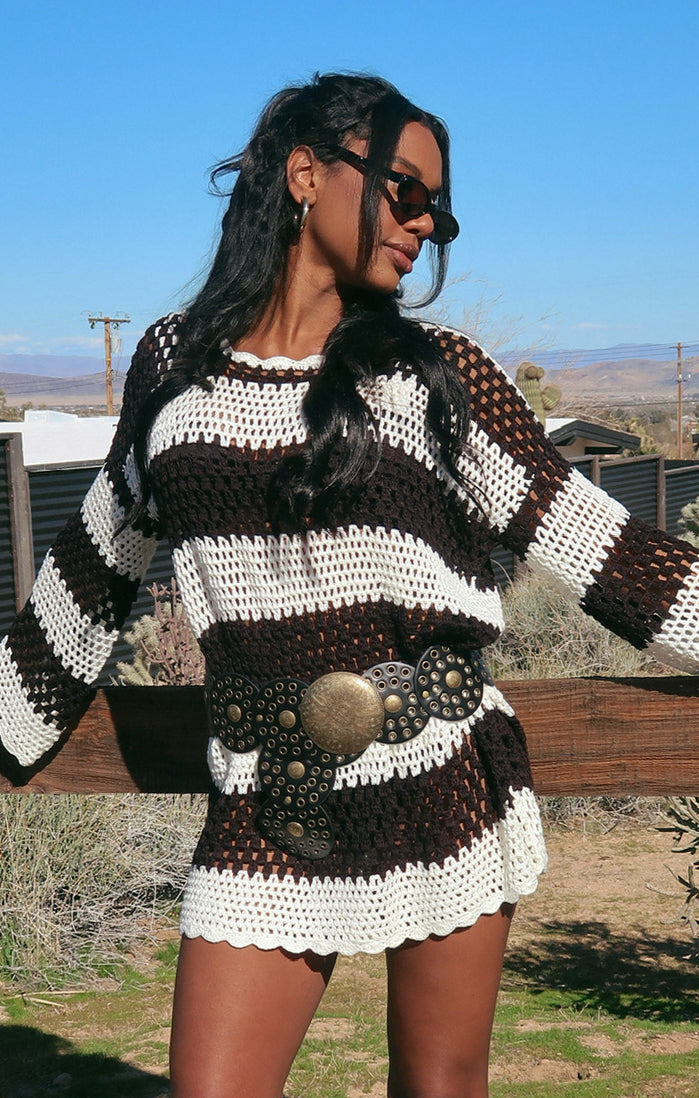 Western Studded Belt for Women - Black & Gold Southwestern Design