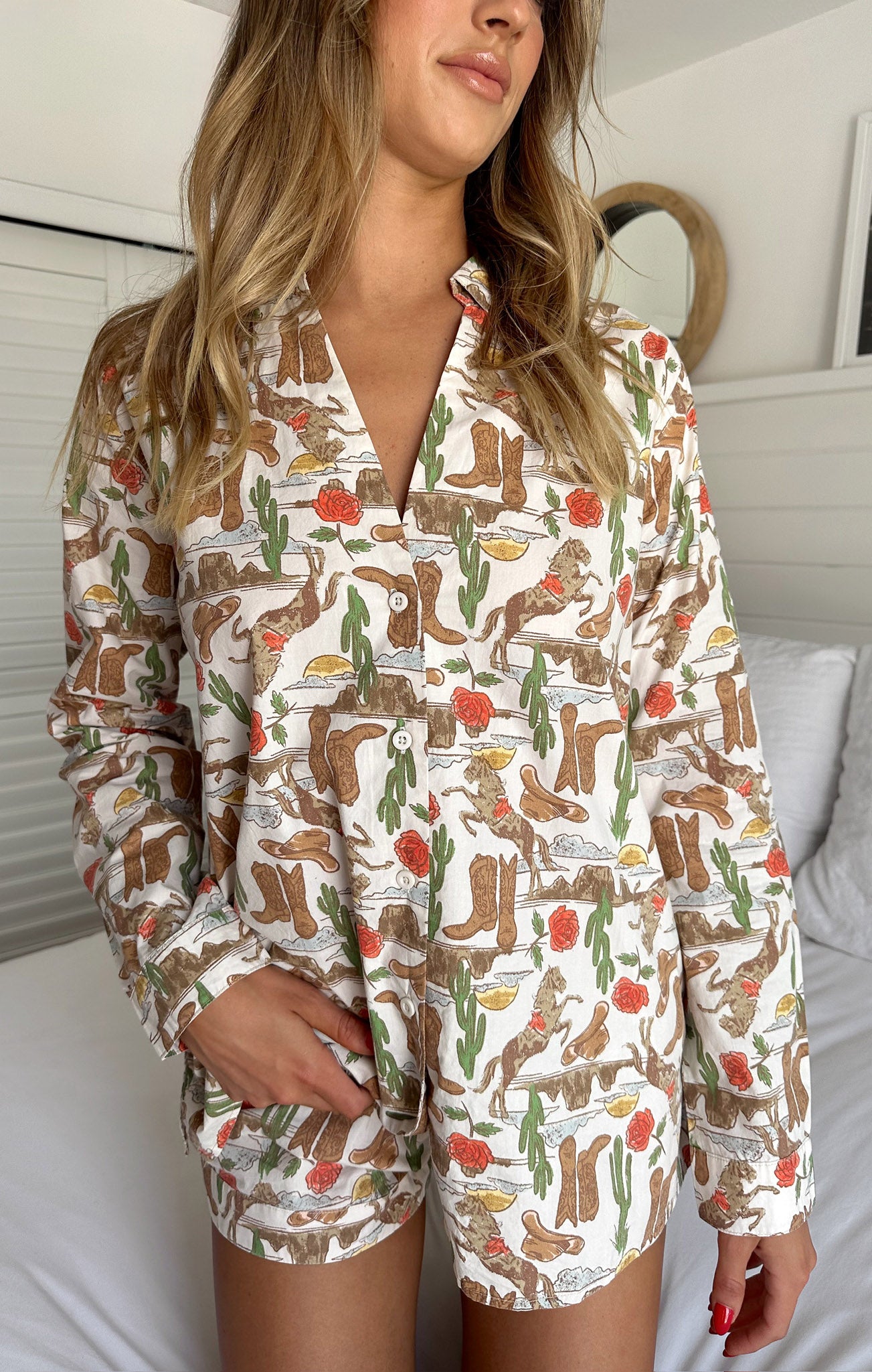 Western Print Pajama Set - Rodeo Escape Sleepwear