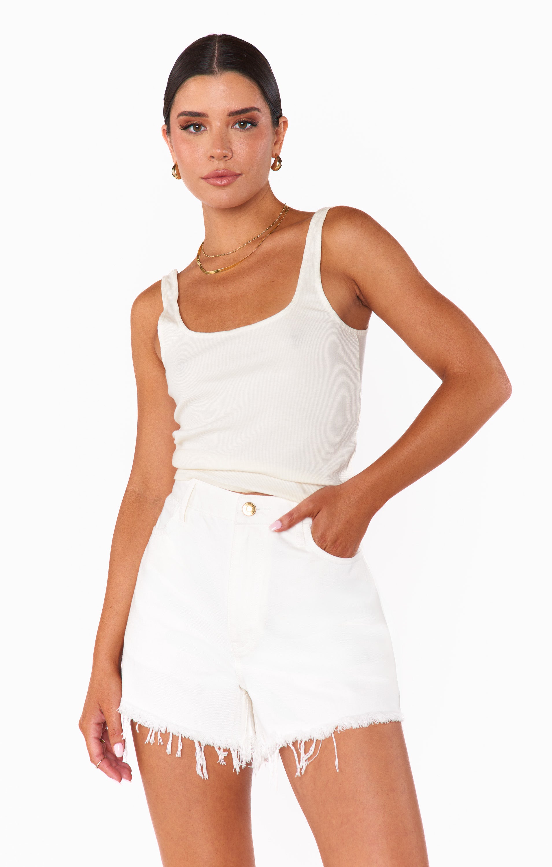 High-Rise Raw Hem Denim Shorts by Powell ~ Seasalt