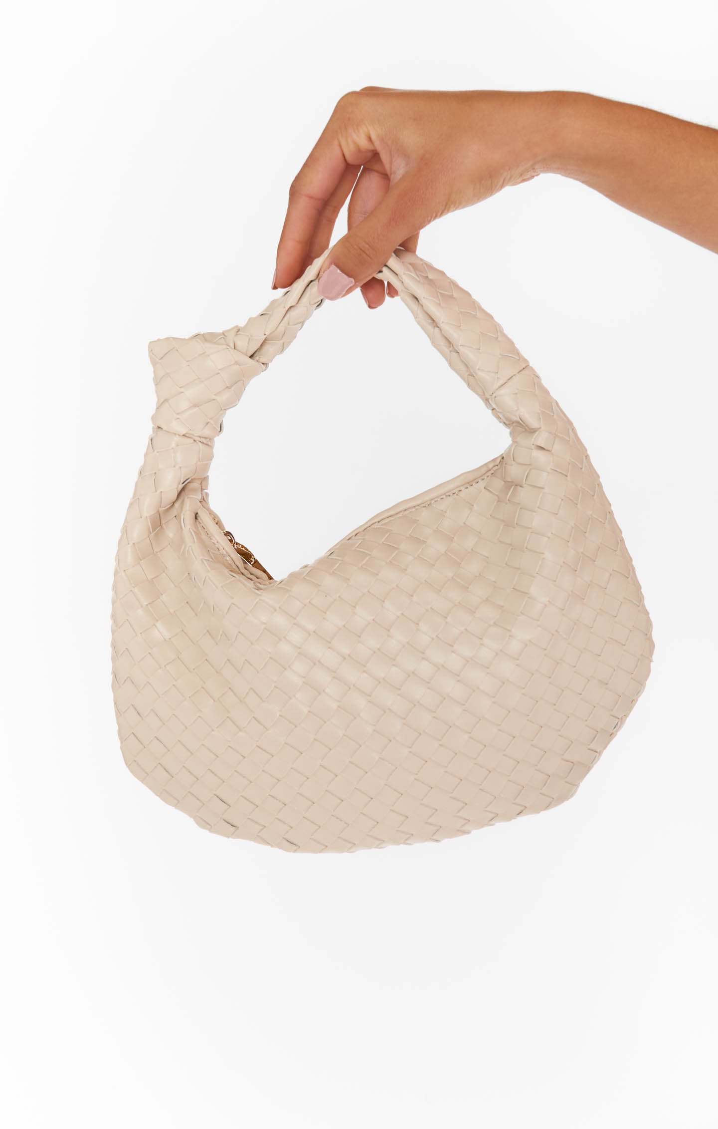 Melie Bianco Ivory Woven Crossbody Bag – Elegant & Soft